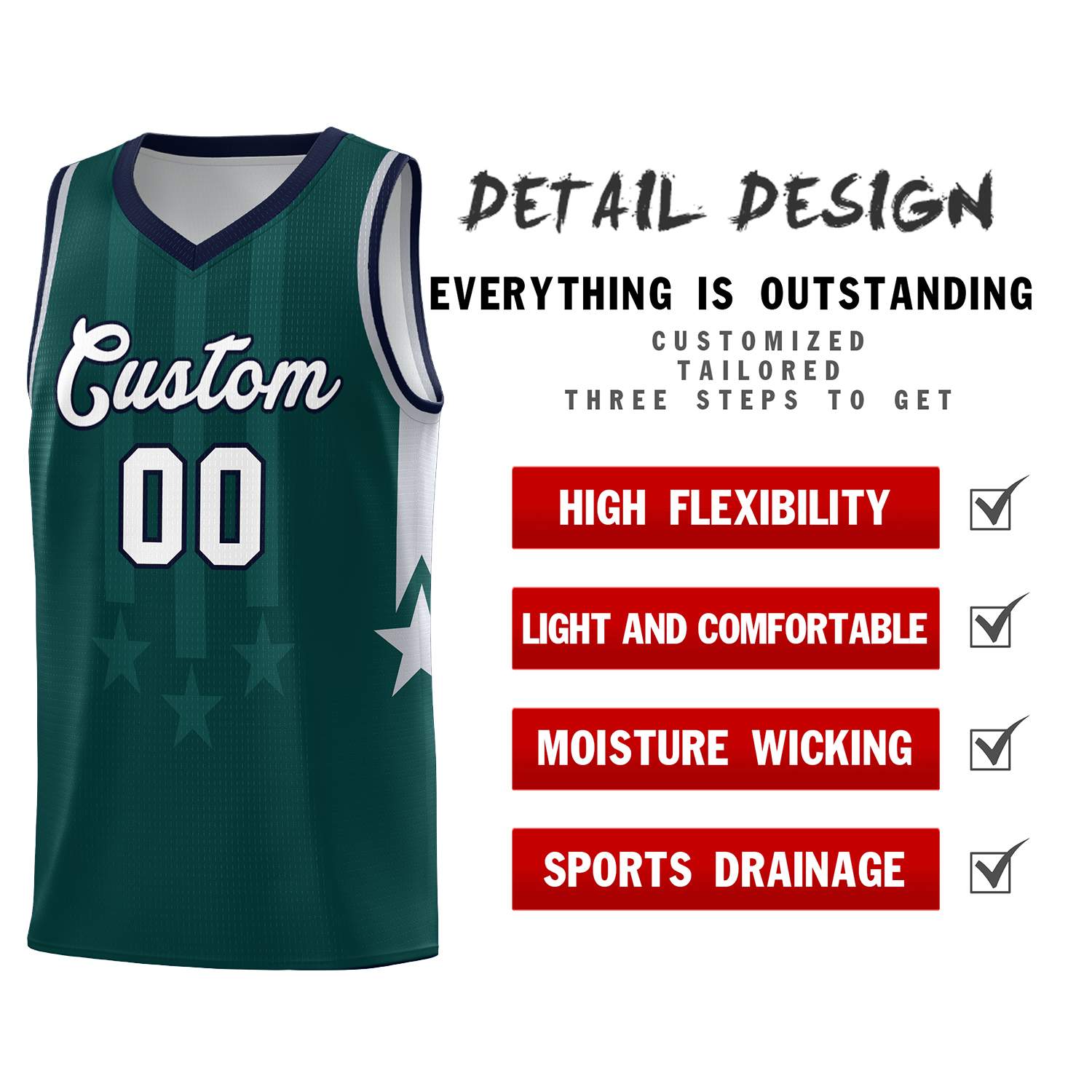 Custom Midnight Green Navy and Gray Gradient Star Graffiti Pattern Sports Uniform Basketball Jersey