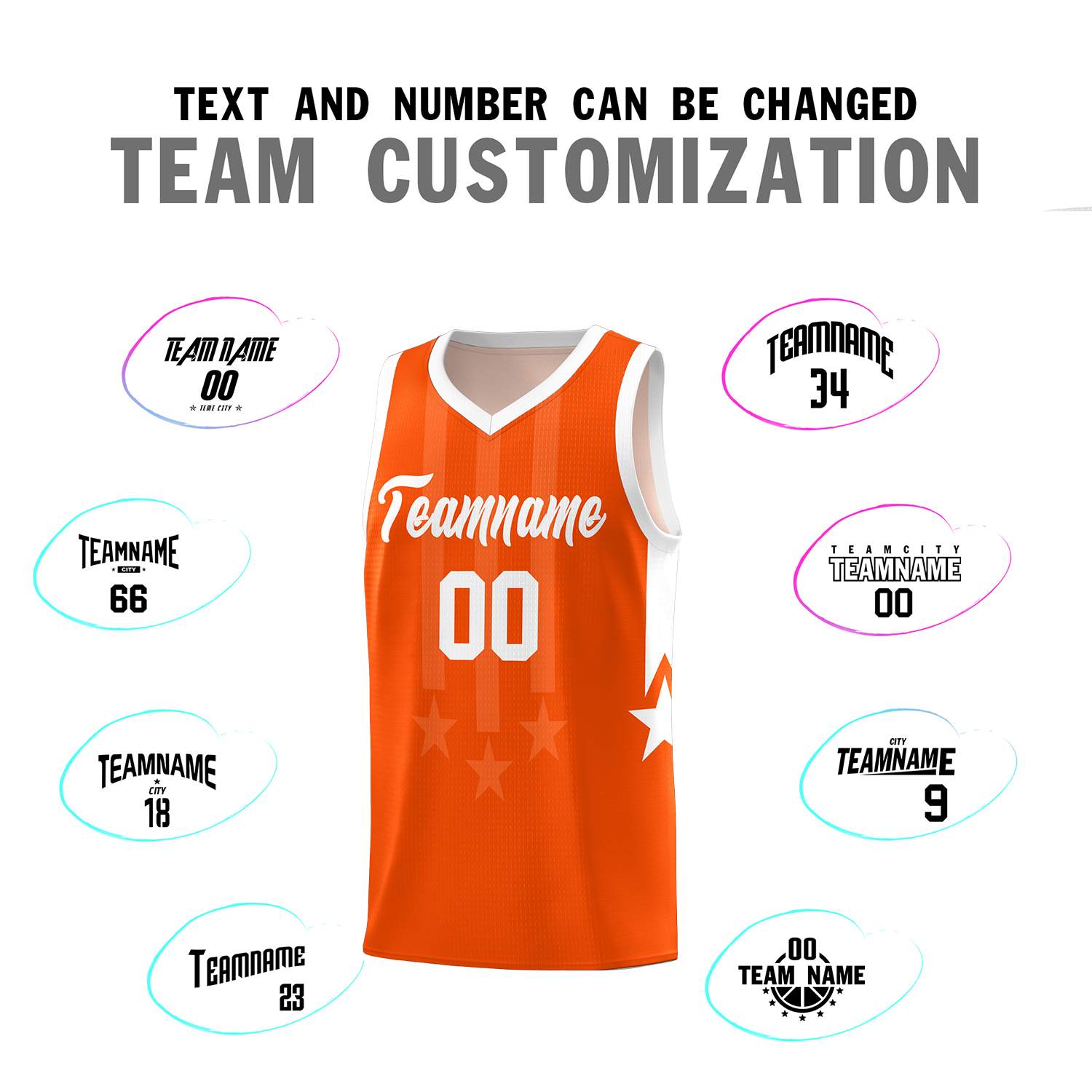 Custom Orange White and White Gradient Star Graffiti Pattern Sports Uniform Basketball Jersey
