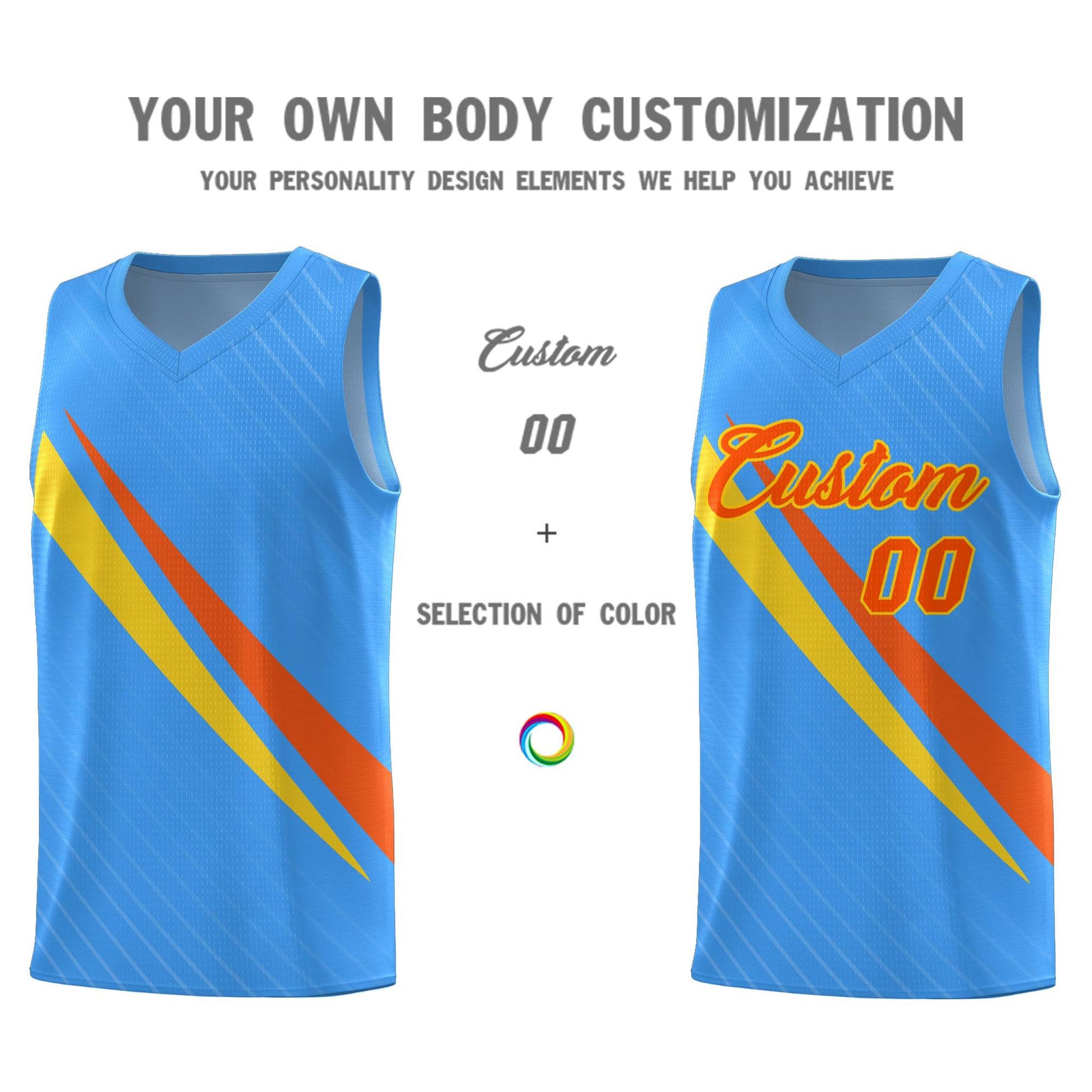 Custom Light Blue Diagonal Pinstripe Pattern Color Block Sports Uniform Basketball Jersey