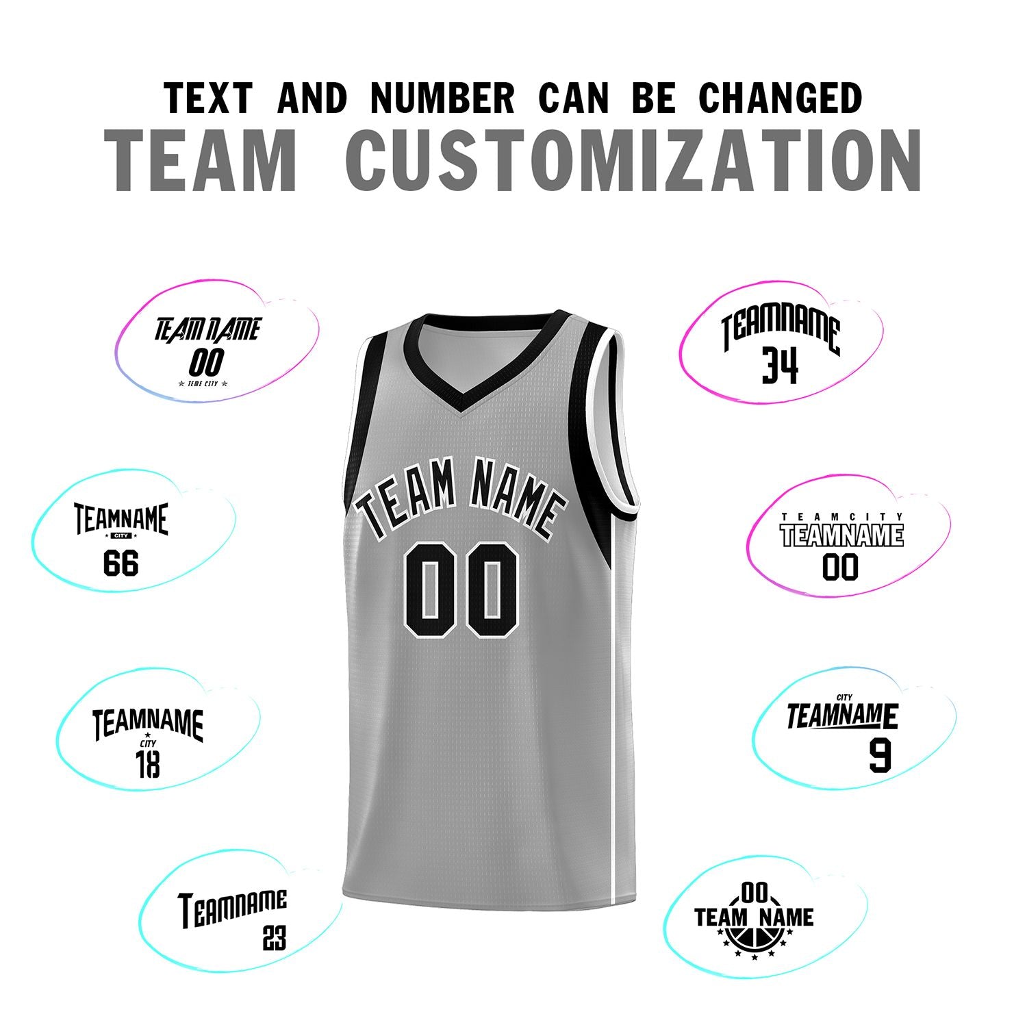 Custom Gray Black-White Sleeve Color Blocking Classic Sets Sports Uniform Basketball Jersey
