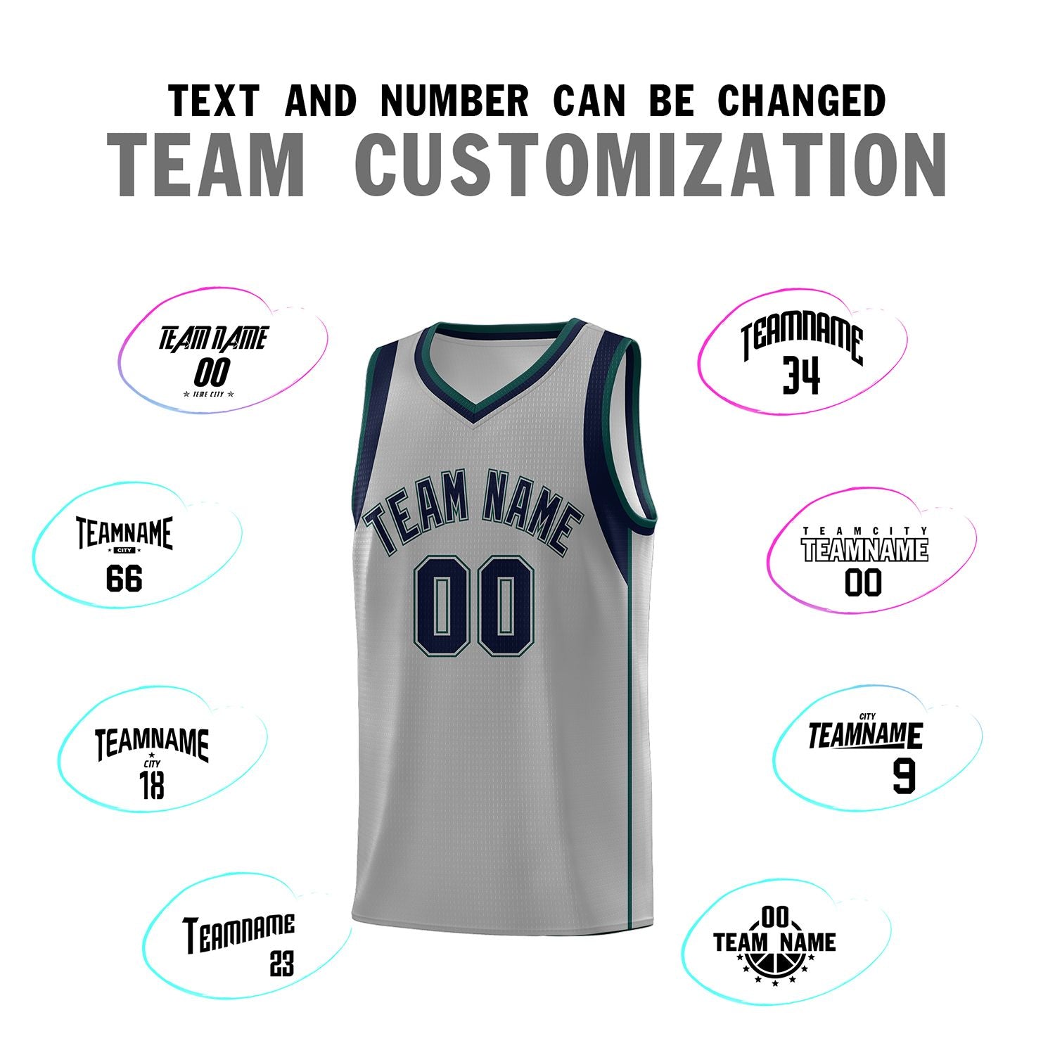 Custom Gray Navy-Green Sleeve Color Blocking Classic Sets Sports Uniform Basketball Jersey