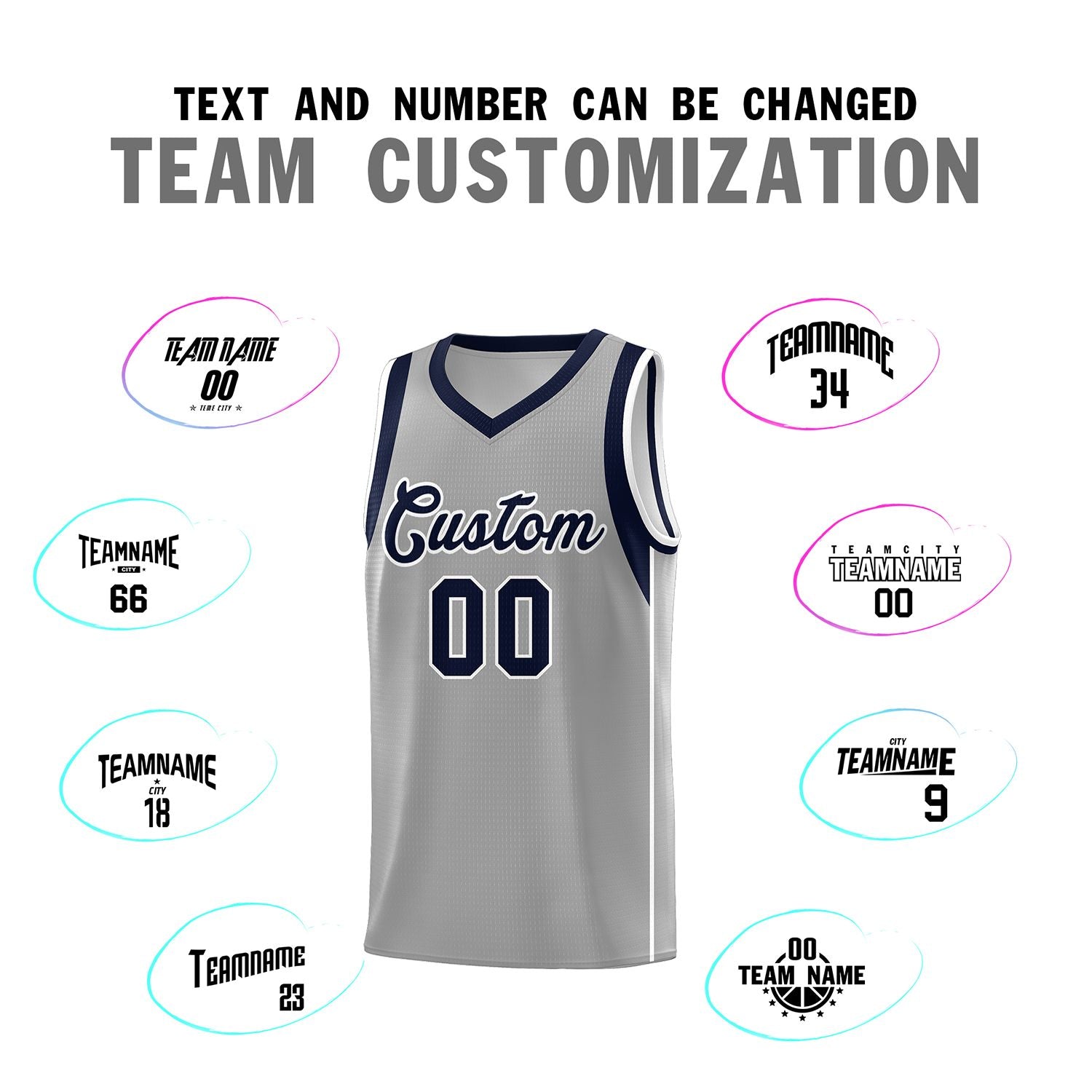 Custom Gray Navy-White Sleeve Color Blocking Classic Sets Sports Uniform Basketball Jersey