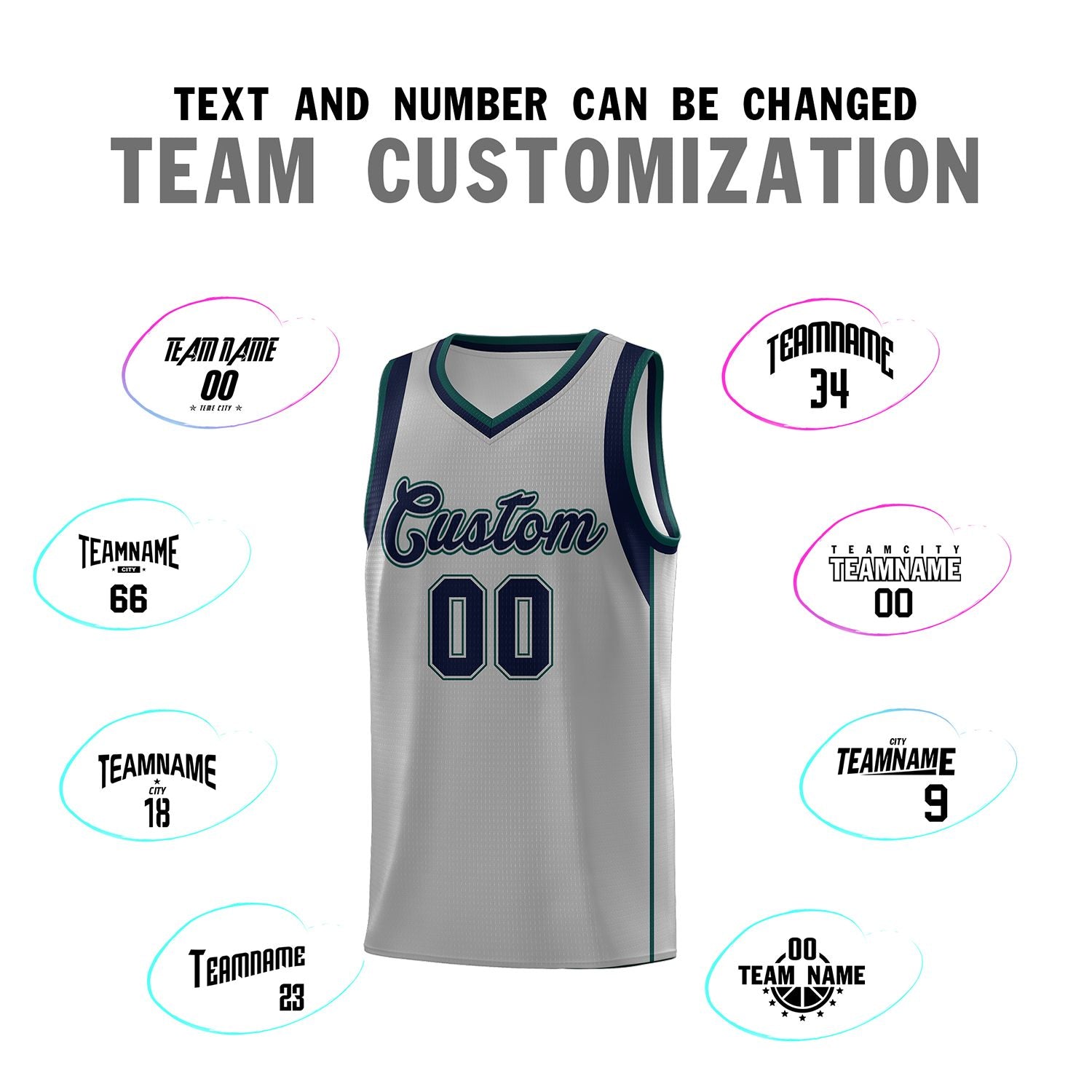 Custom Gray Navy-Green Sleeve Color Blocking Classic Sets Sports Uniform Basketball Jersey