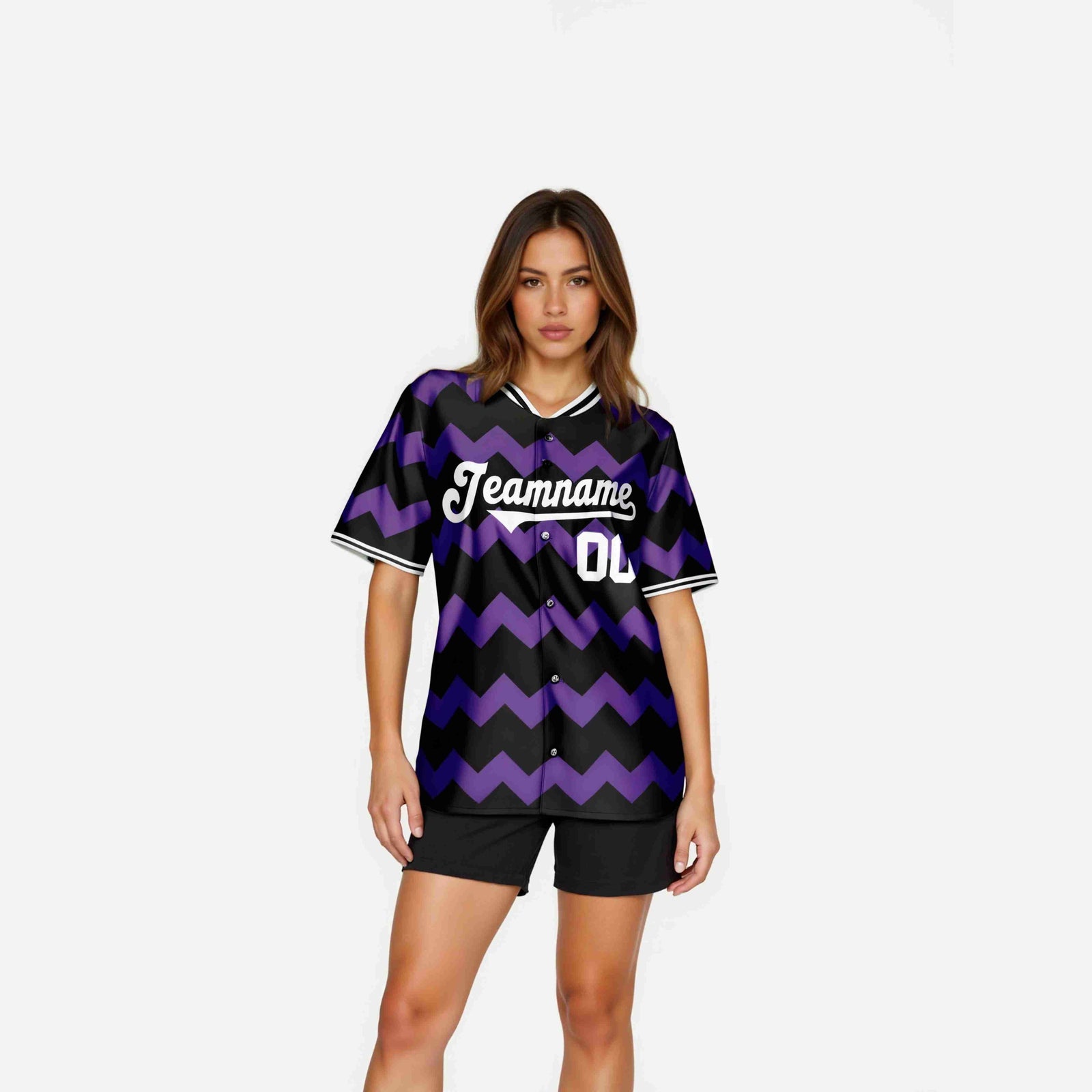 Custom Black Purple Gray Authentic Corrugated Fashion Baseball Jersey