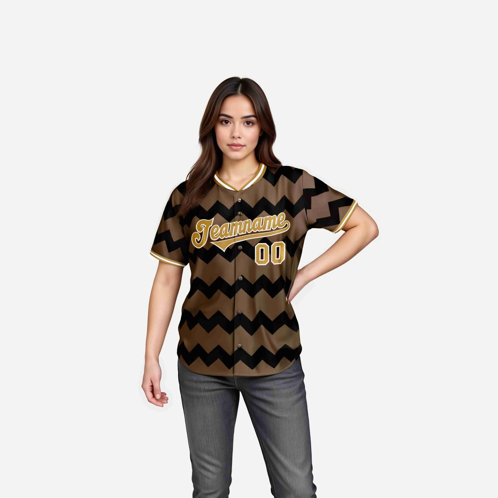 Custom Light Brown Old Gold White Authentic Corrugated Fashion Baseball Jersey