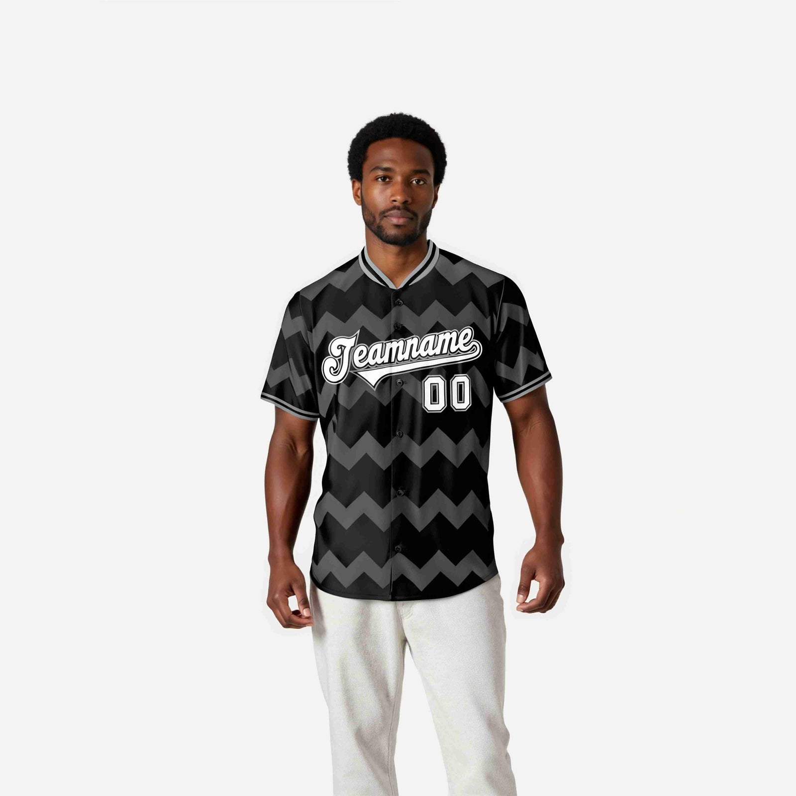 Custom Navy Gray White Authentic Corrugated Fashion Baseball Jersey