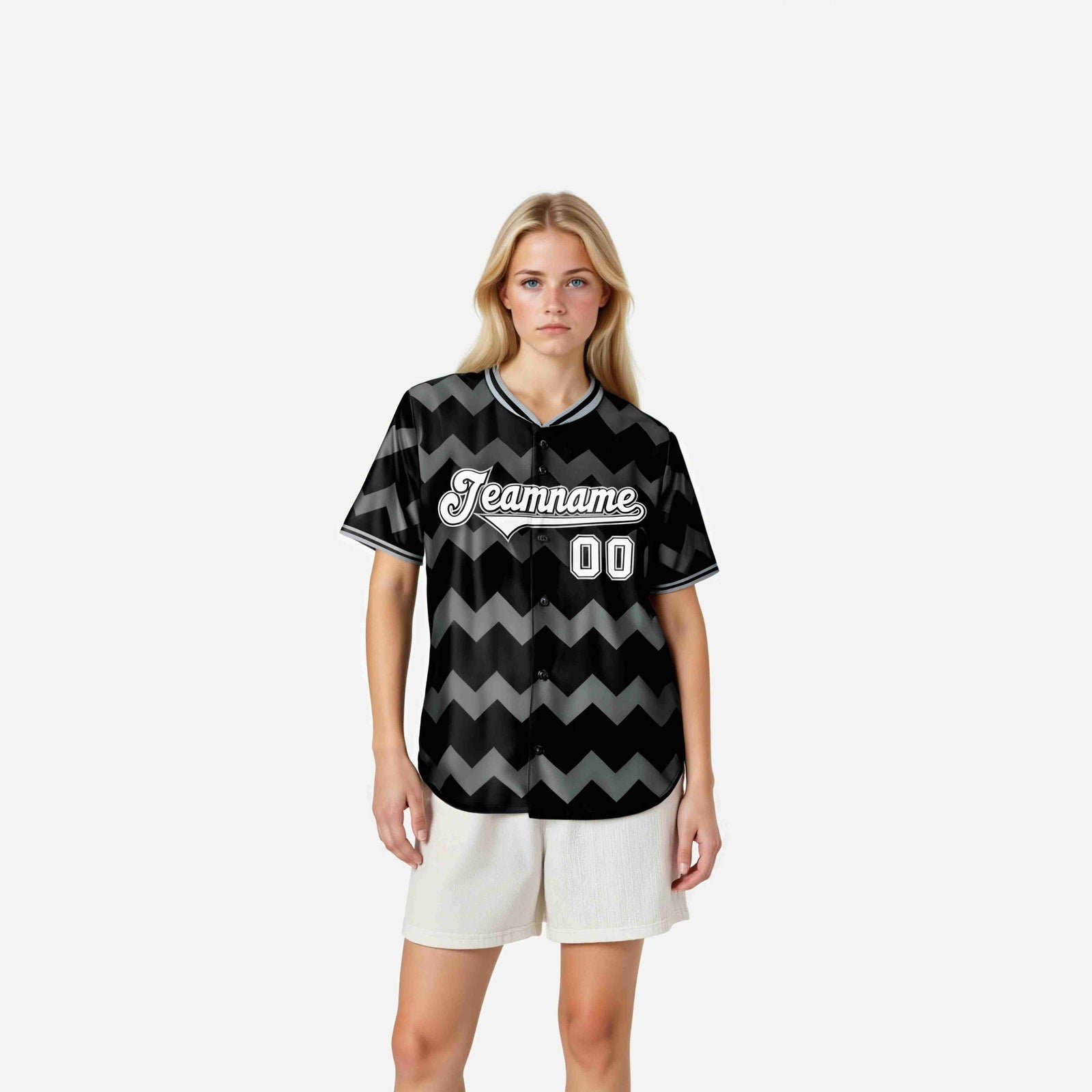 Custom Navy Gray White Authentic Corrugated Fashion Baseball Jersey