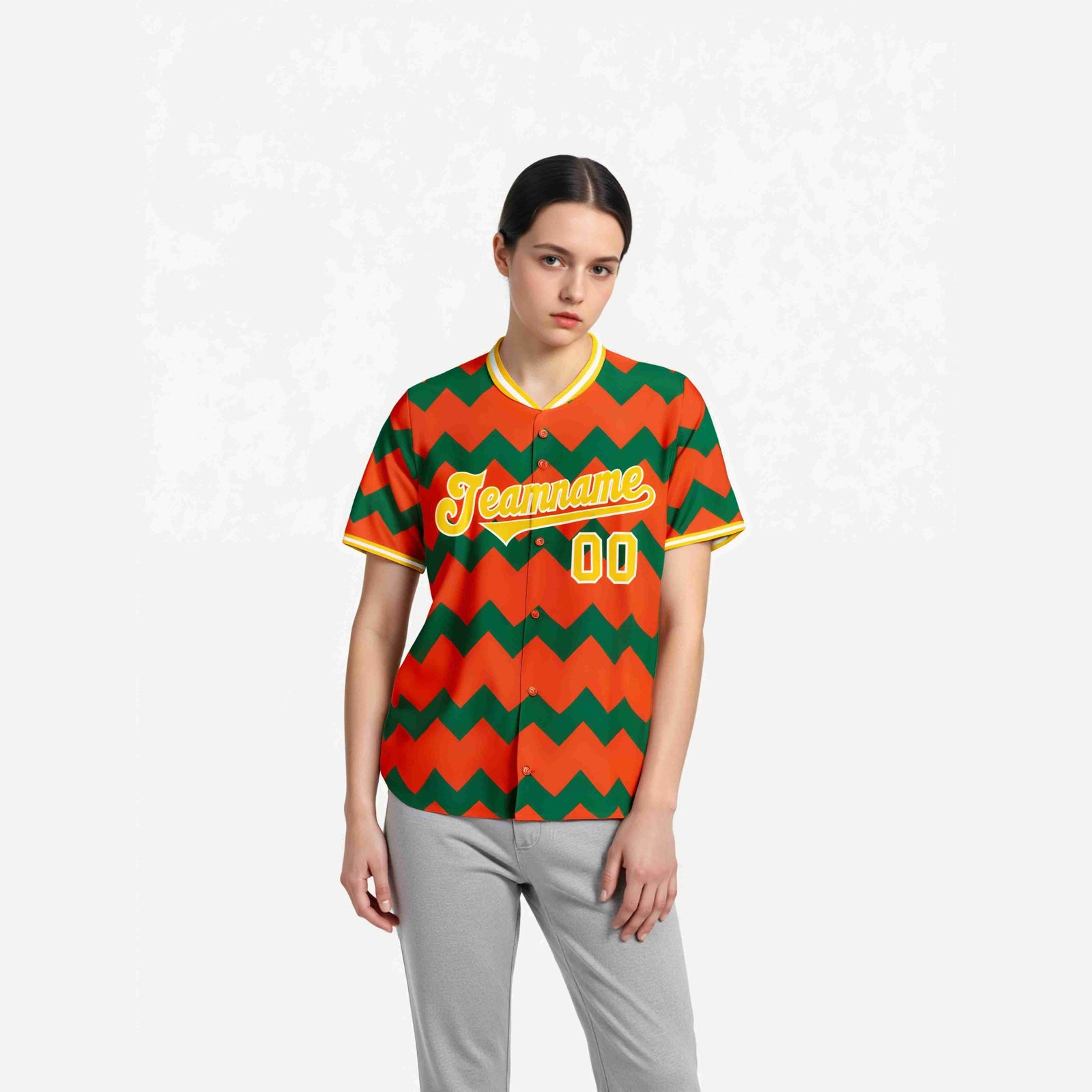 Custom Orange Gold Kelly Green Authentic Corrugated Fashion Baseball Jersey