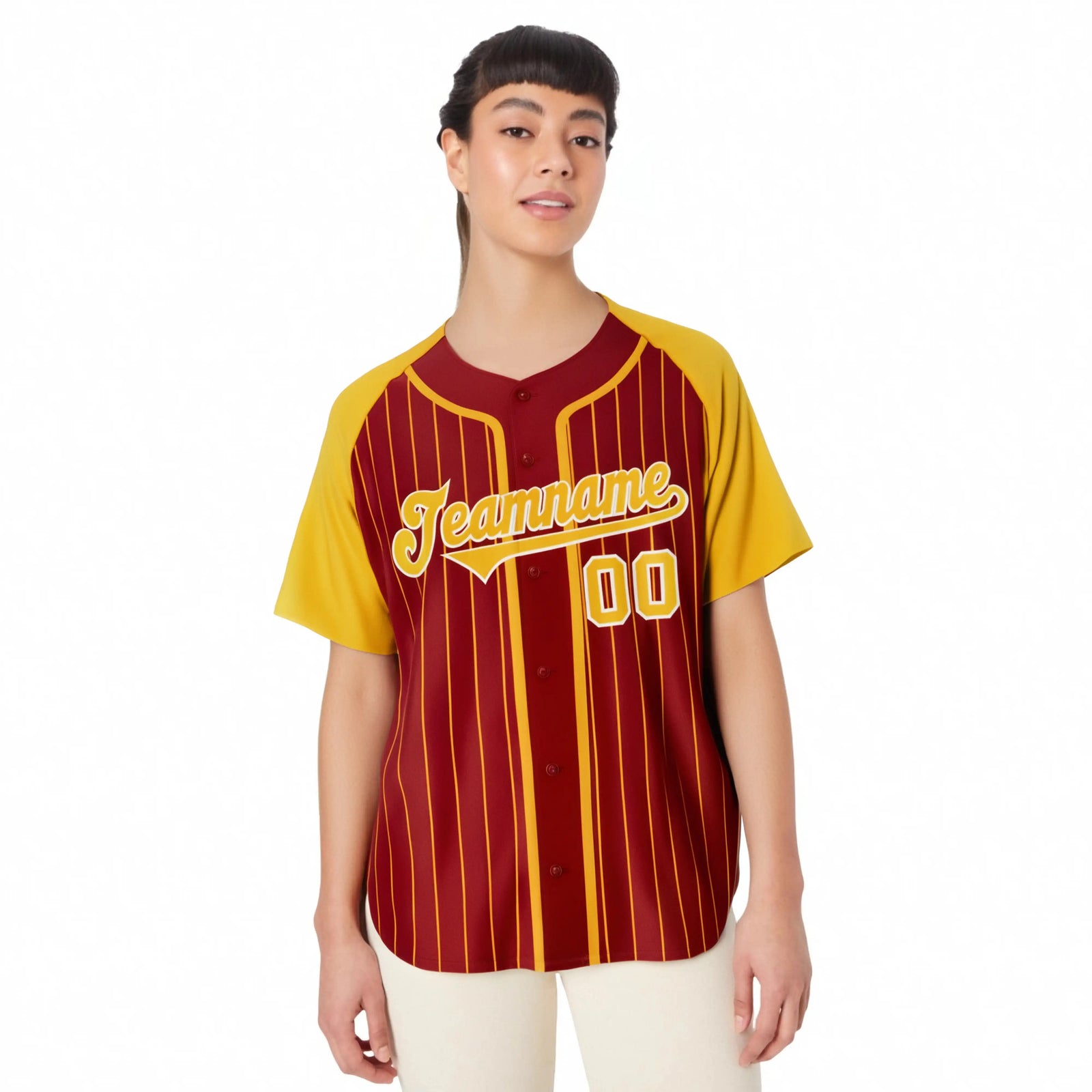 Custom Red Bay Orange Pinstripe Bay-Orange White Authentic Raglan Sleeves Baseball Jersey