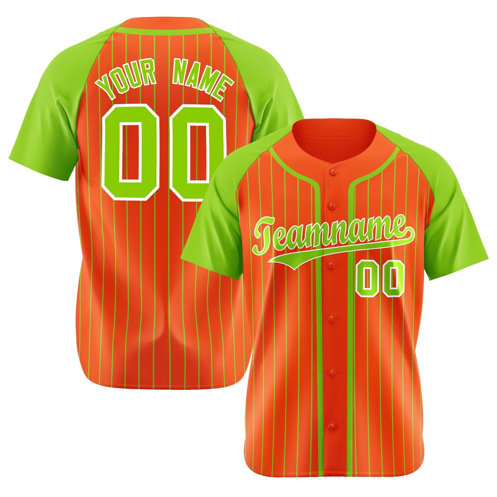 Custom Bay Orange Aqua Pinstripe Aqua-White Authentic Raglan Sleeves Baseball Jersey