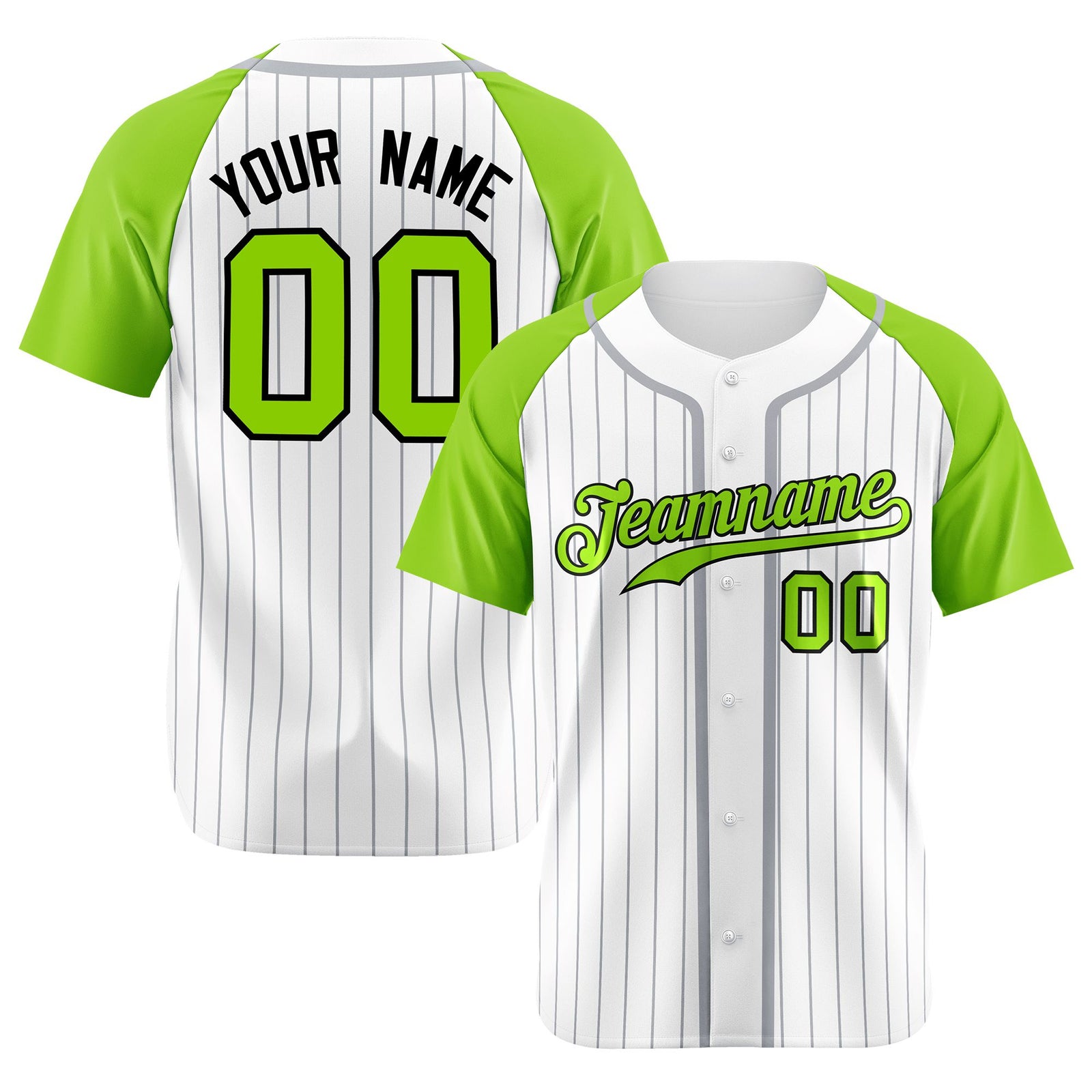 Custom White Aqua Pinstripe Black-White Authentic Raglan Sleeves Baseball Jersey
