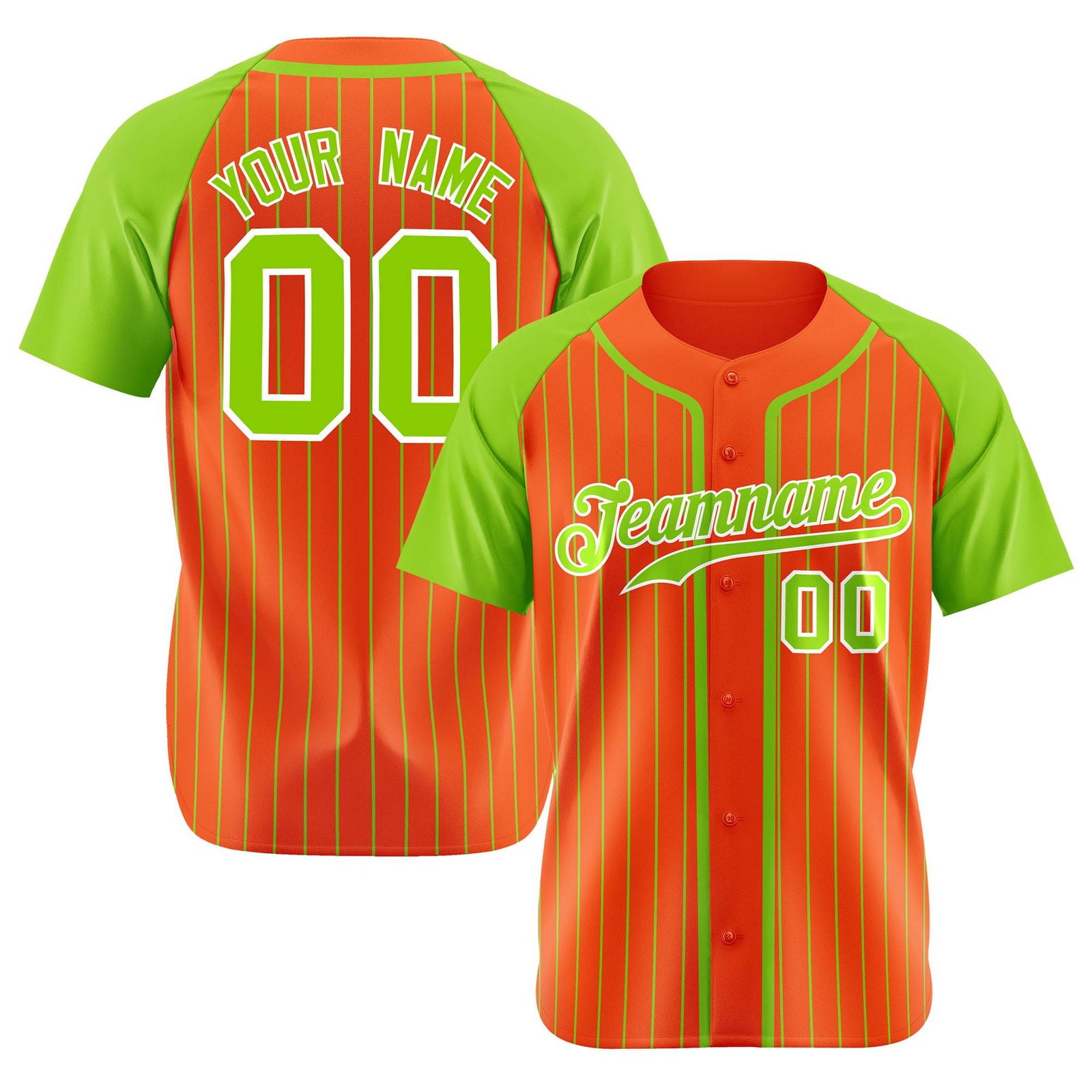 Custom Bay Orange Aqua Pinstripe Aqua-White Authentic Raglan Sleeves Baseball Jersey