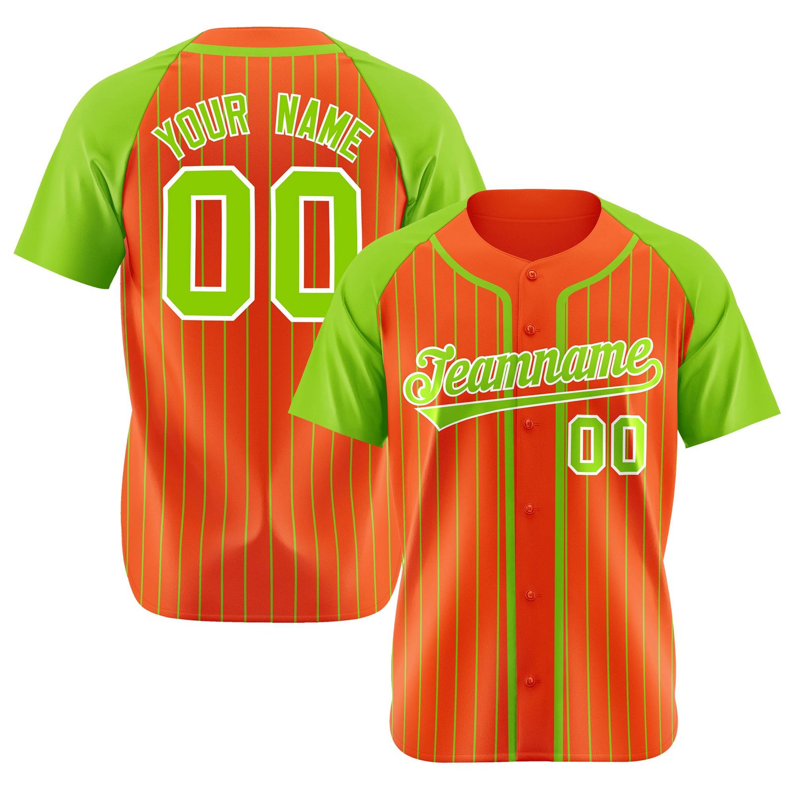 Custom Bay Orange Aqua Pinstripe Aqua-White Authentic Raglan Sleeves Baseball Jersey