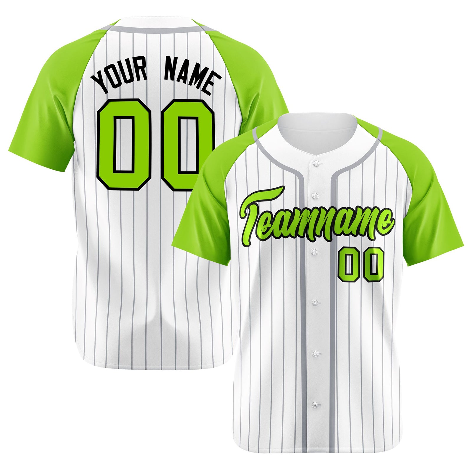 Custom White Aqua Pinstripe Black-White Authentic Raglan Sleeves Baseball Jersey
