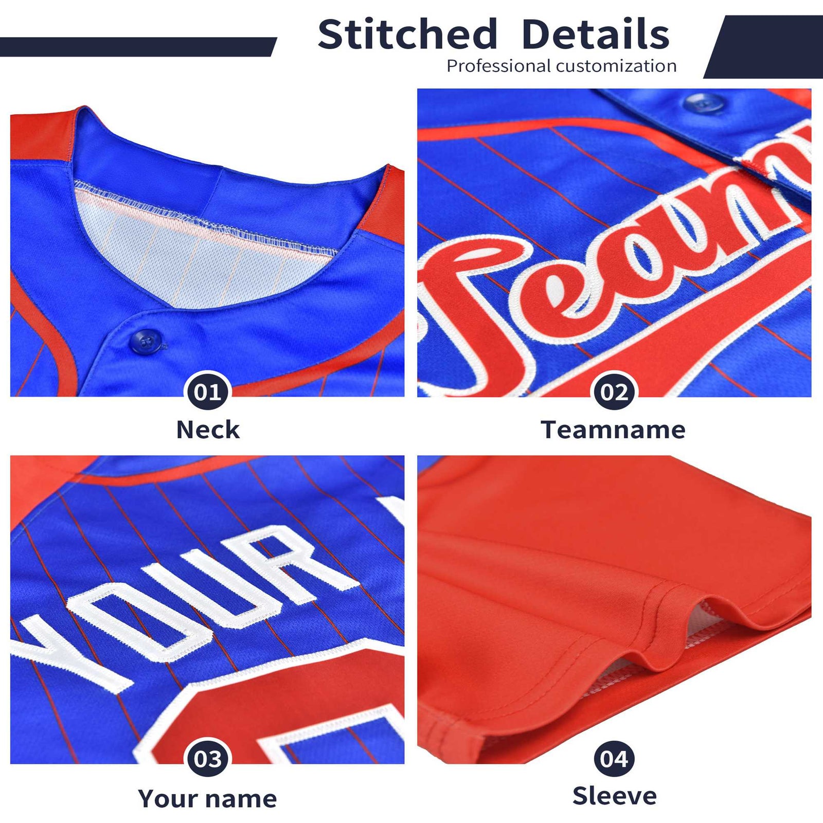 Custom White Blue Pinstripe Crimson-Blue Authentic Raglan Sleeves Baseball Jersey