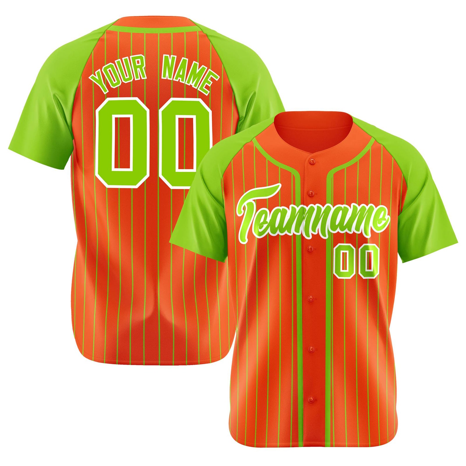 Custom Bay Orange Aqua Pinstripe Aqua-White Authentic Raglan Sleeves Baseball Jersey
