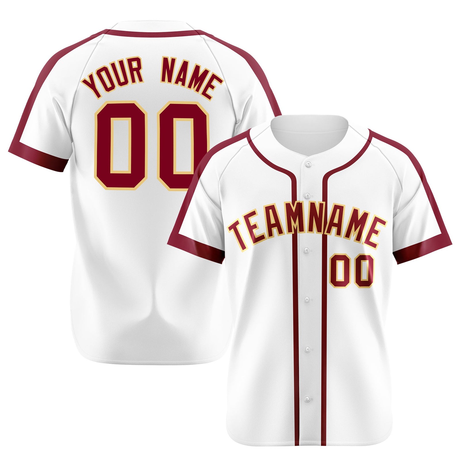 Custom White Crimson Gold Black Baseball Jersey Personalized For Adults Youth