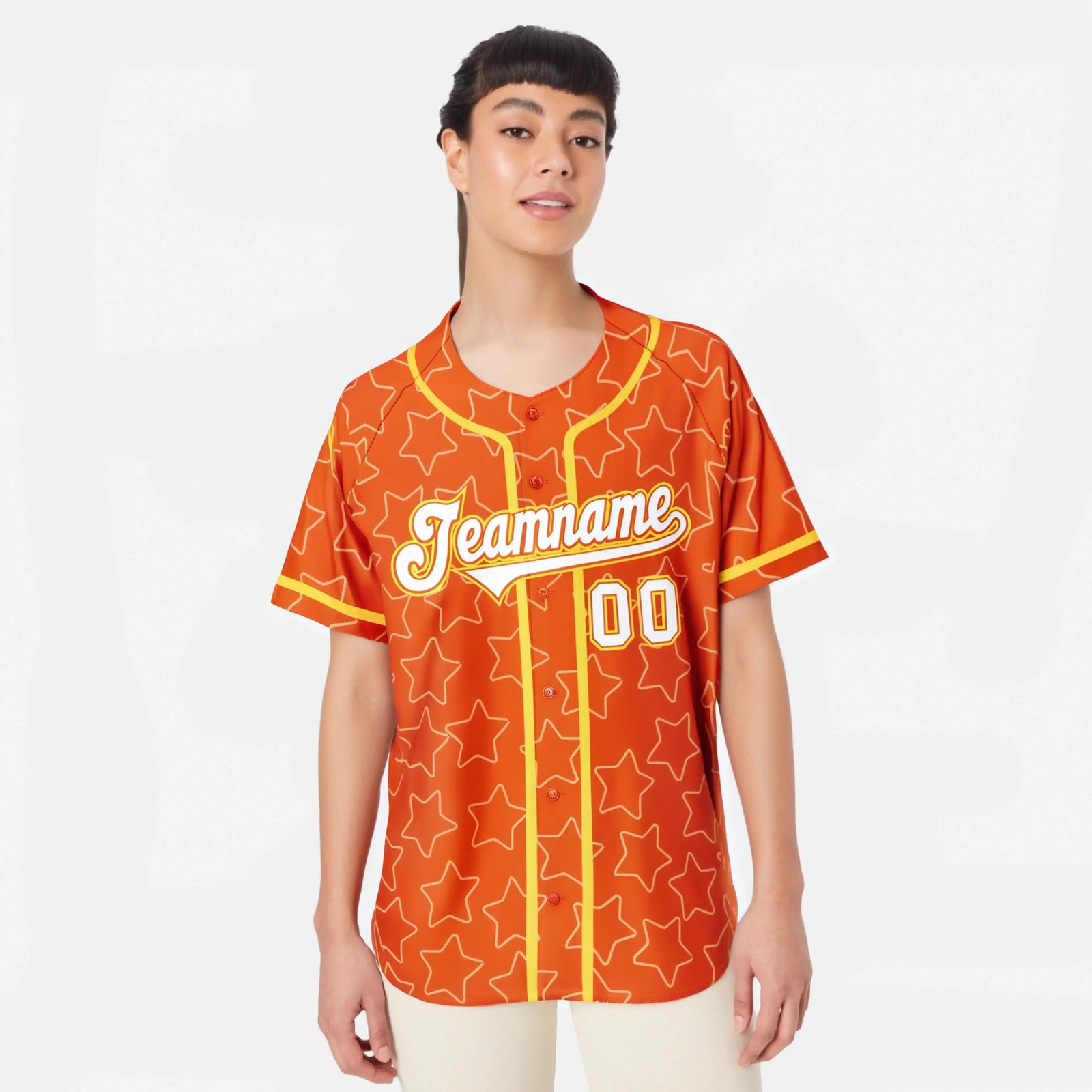 Custom Star Orange White-Gold Baseball Jersey Button Down Shirt Personalized for Adults/Youth