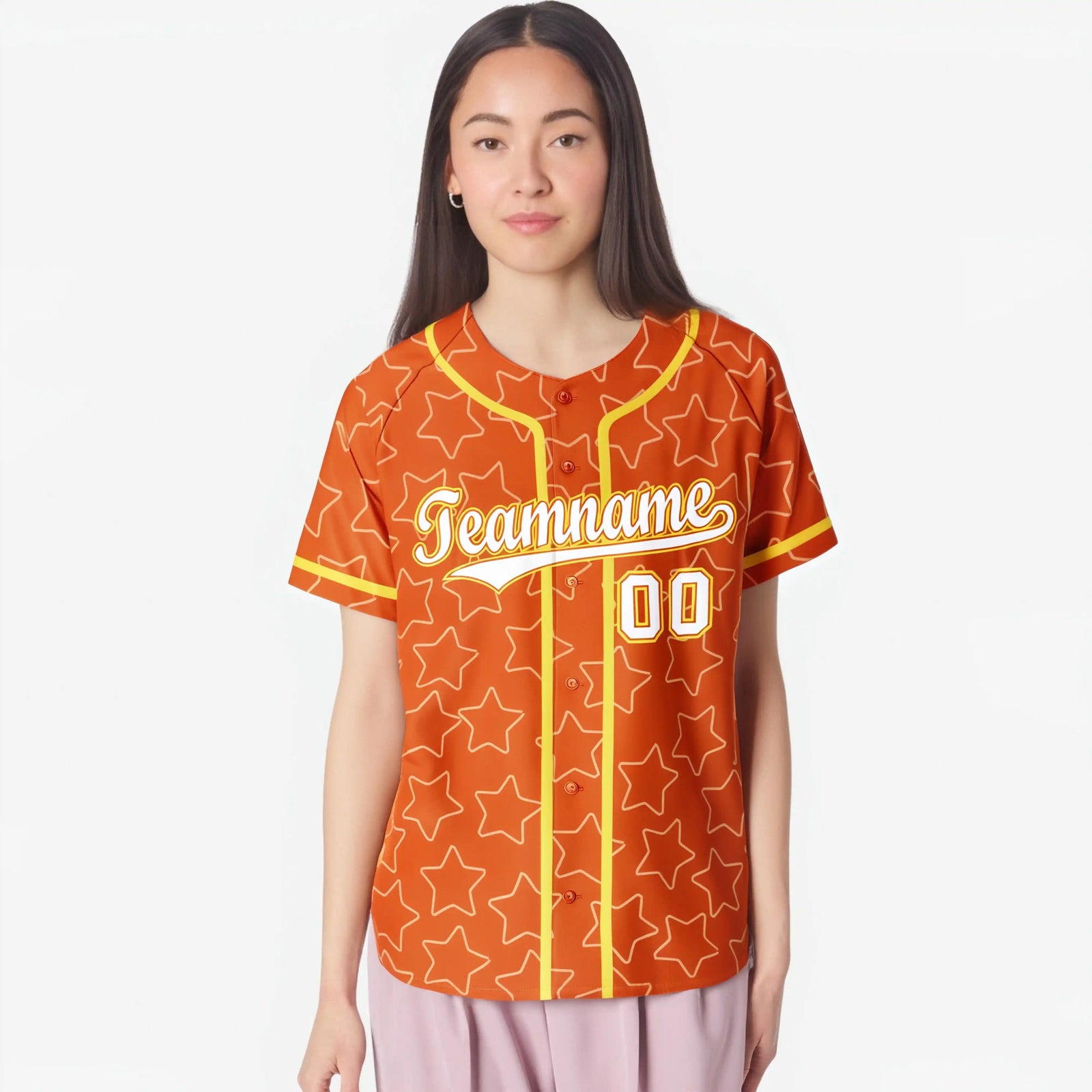 Custom Star Orange White-Gold Baseball Jersey Button Down Shirt Personalized for Adults/Youth