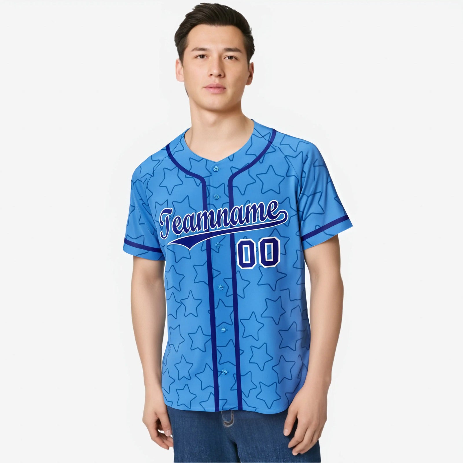 Custom Star Blue-Royal Baseball Jersey Button Down Shirt Personalized for Adults/Youth
