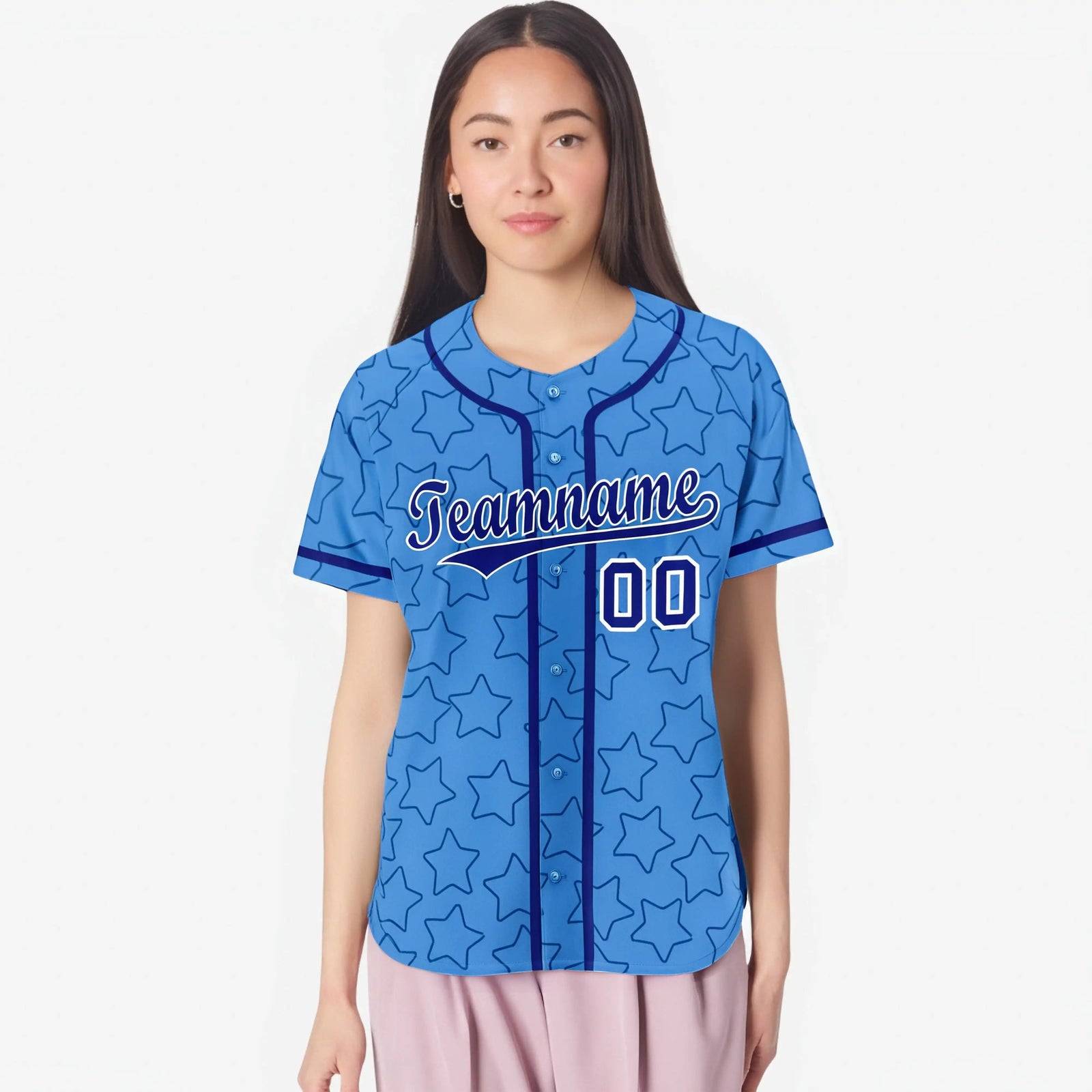 Custom Star Blue-Royal Baseball Jersey Button Down Shirt Personalized for Adults/Youth
