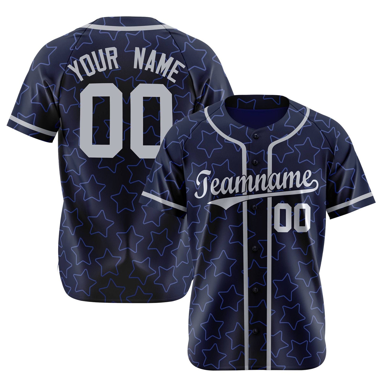 Custom Star Navy Blue-White Baseball Jersey Button Down Shirt Personalized for Adults/Youth