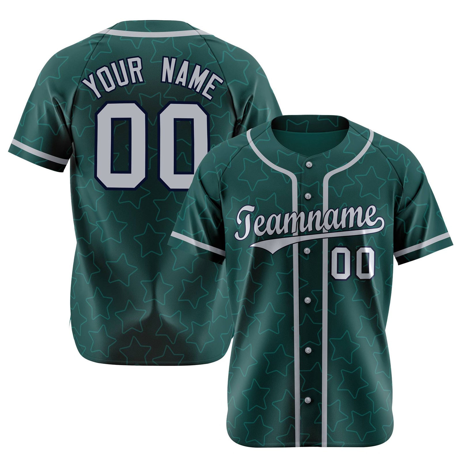 Custom Star Teal White Baseball Jersey Button Down Shirt Personalized for Adults/Youth