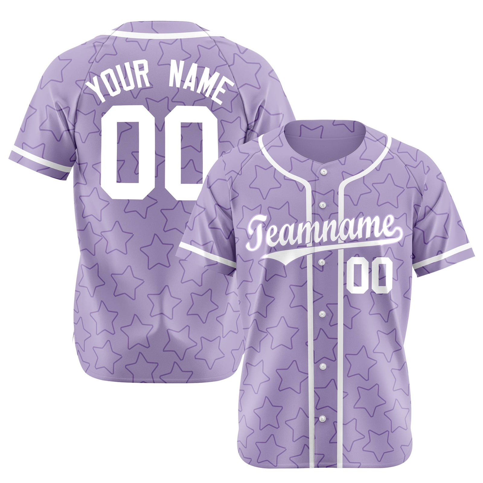 Custom Star Lavender White Baseball Jersey Button Down Shirt Personalized for Adults/Youth