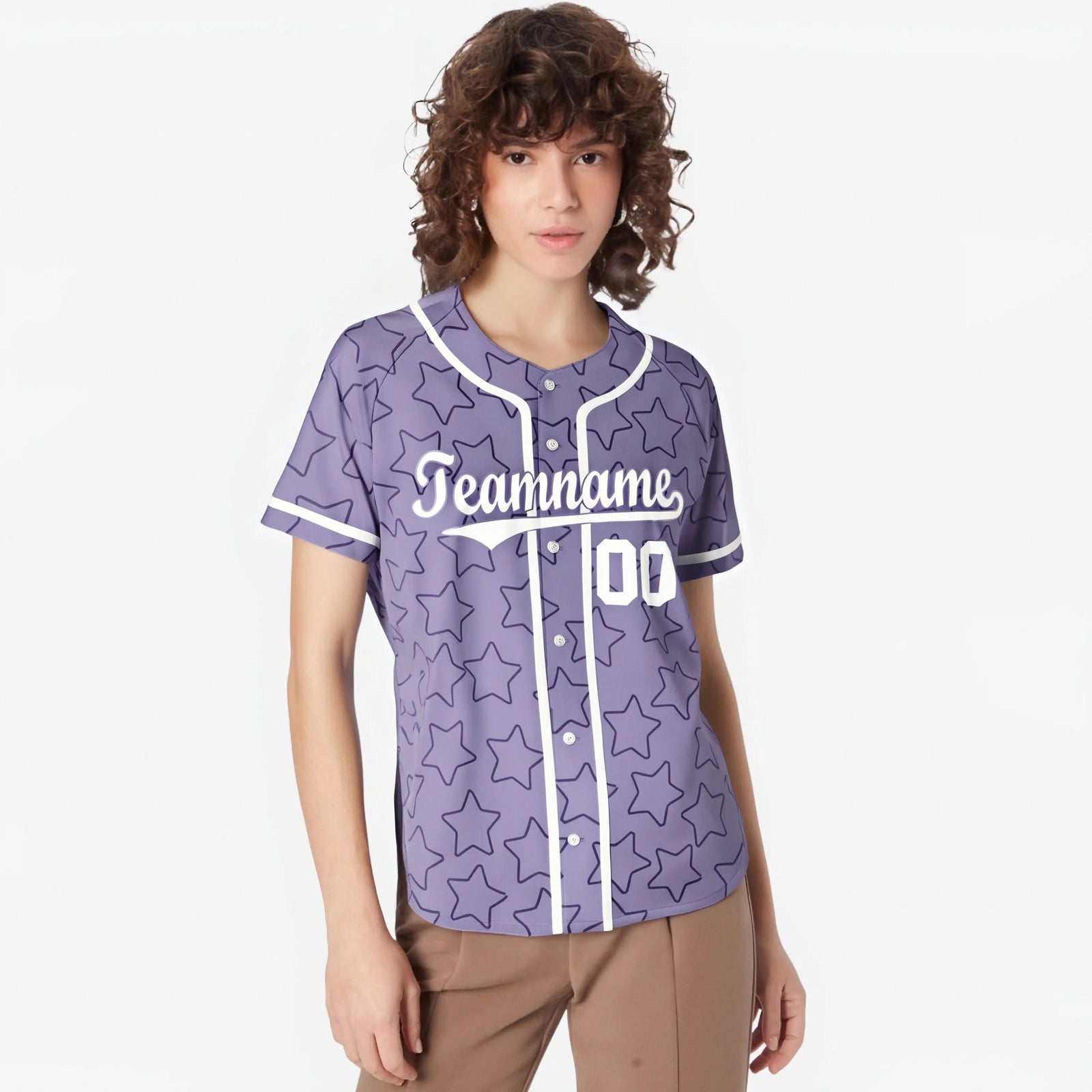 Custom Star Lavender White Baseball Jersey Button Down Shirt Personalized for Adults/Youth