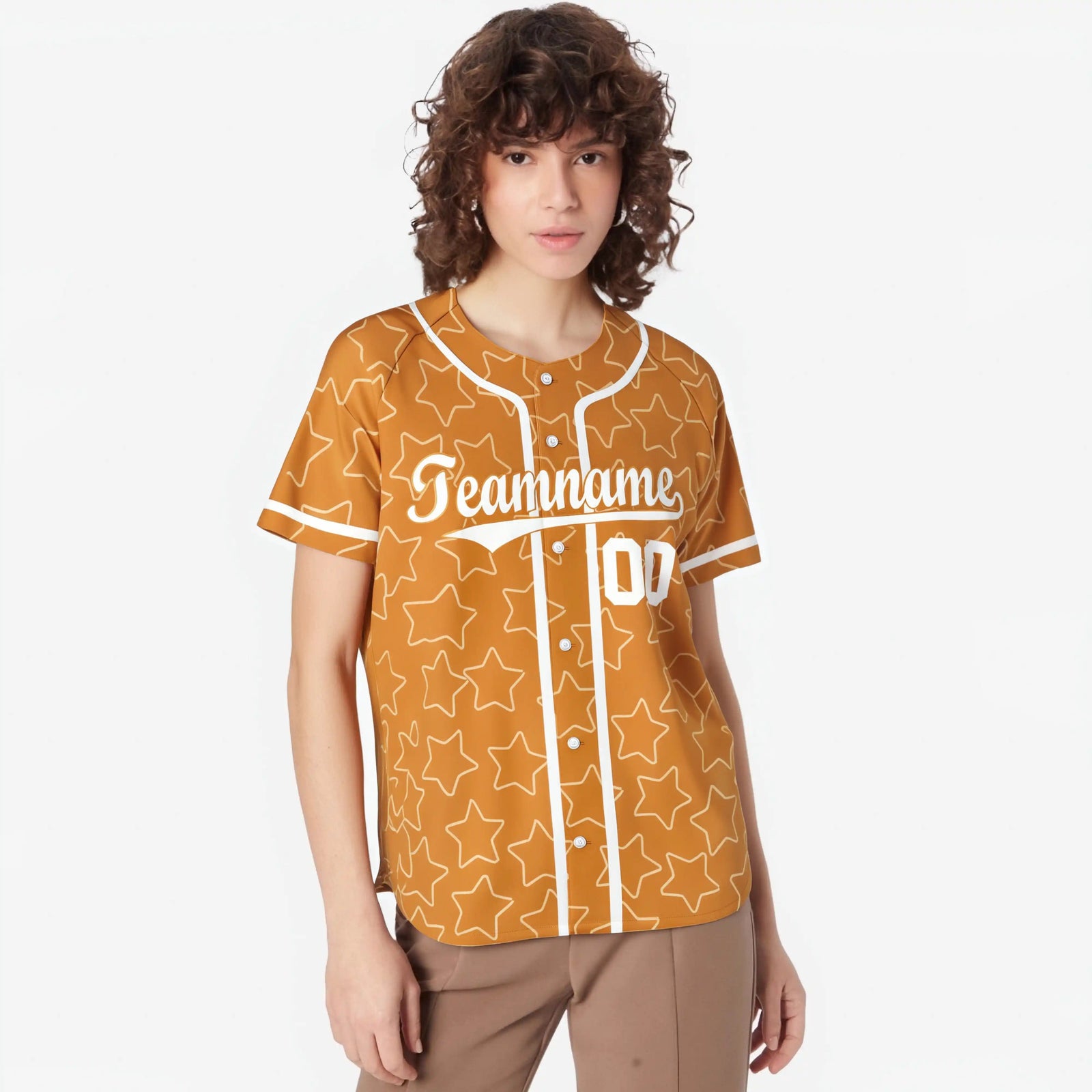 Custom Star Orange White Baseball Jersey Button Down Shirt Personalized for Adults/Youth