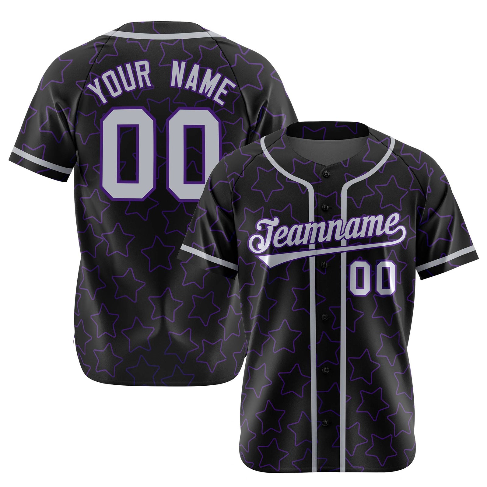 Custom Star Black White Baseball Jersey Button Down Shirt Personalized for Adults/Youth