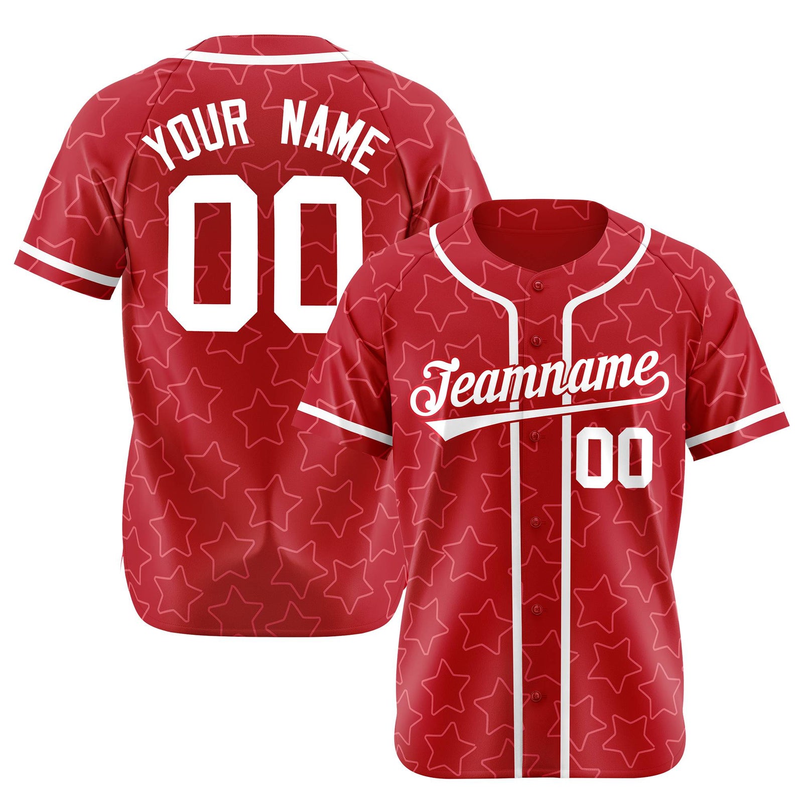 Custom Star Red Black Baseball Jersey Button Down Shirt Personalized for Adults/Youth