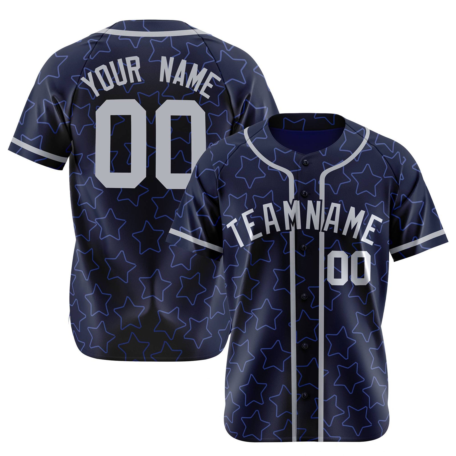 Custom Star Navy Blue-White Baseball Jersey Button Down Shirt Personalized for Adults/Youth