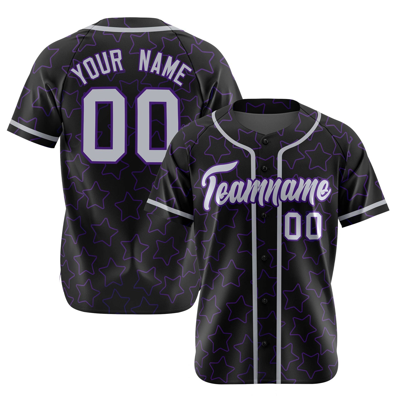 Custom Star Black White Baseball Jersey Button Down Shirt Personalized for Adults/Youth