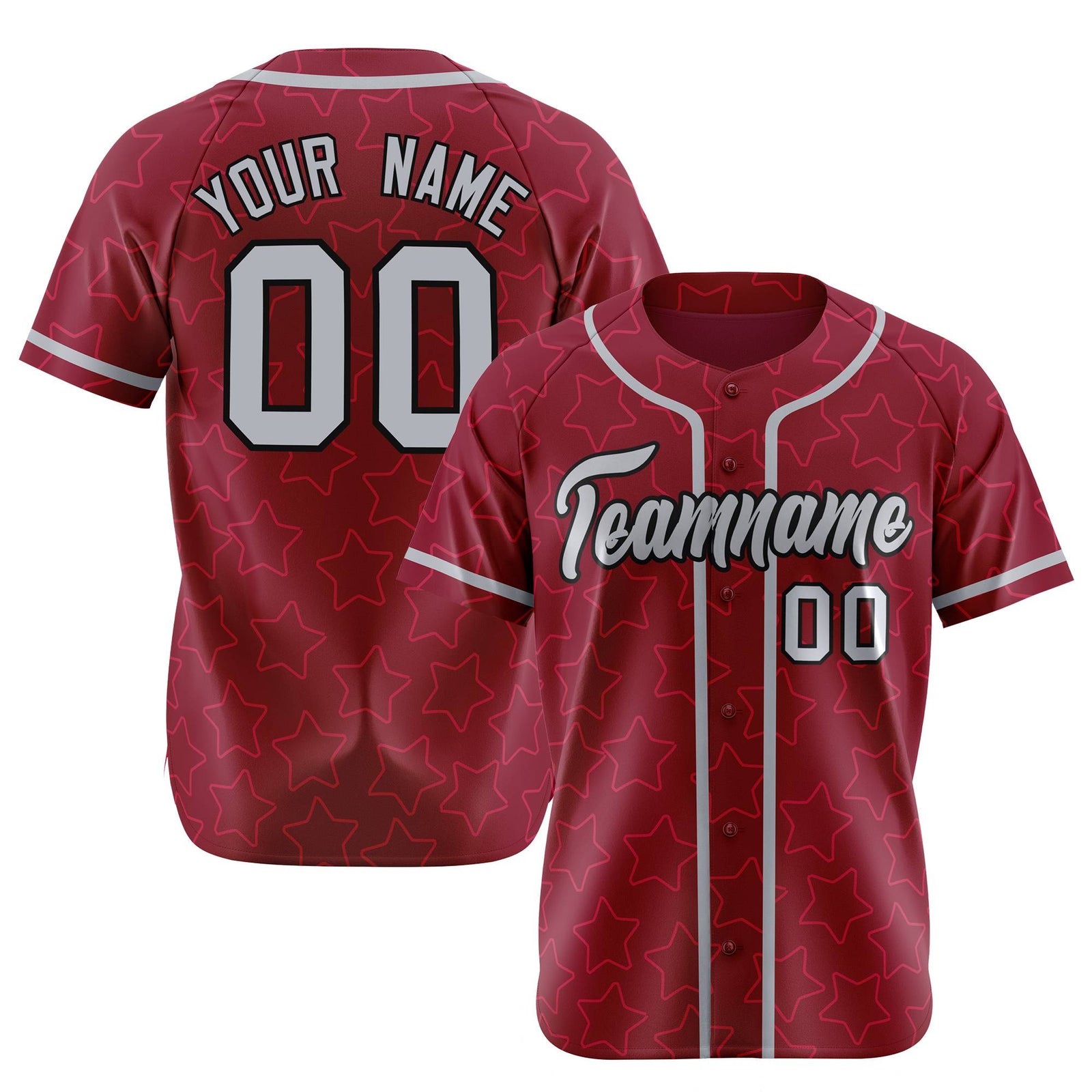 Custom Star Maroon Gray Baseball Jersey Button Down Shirt Personalized for Adults/Youth