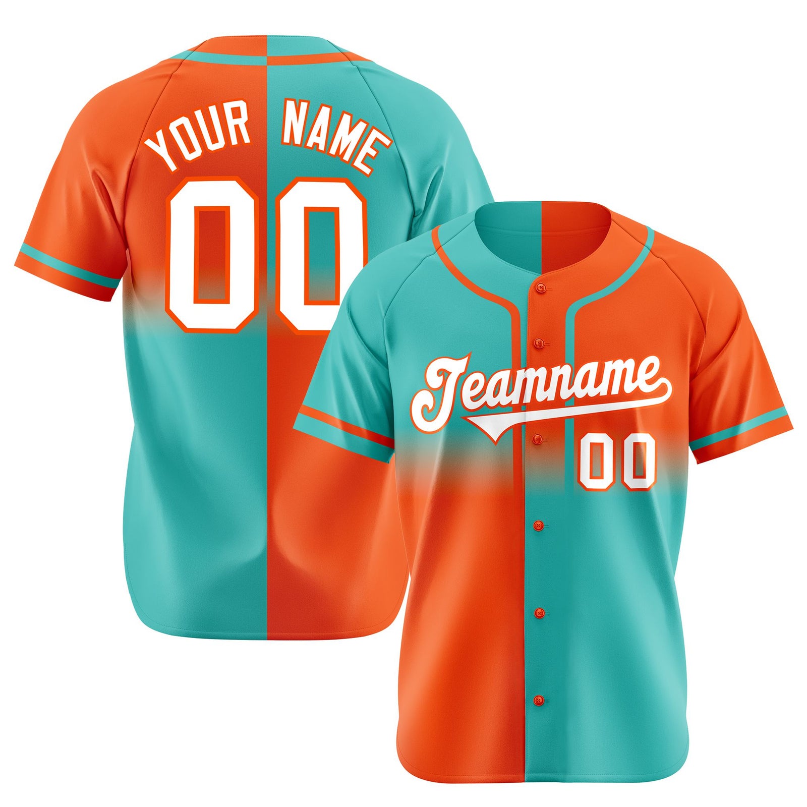 Custom Orange-Bright Green White Authentic Split Fashion Baseball Jersey