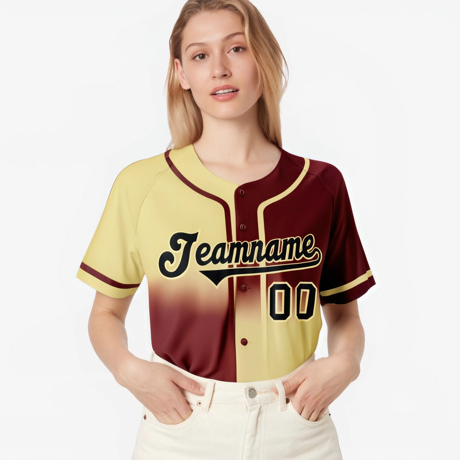 Custom Crimson Khaki Black Authentic Split Fashion Baseball Jersey