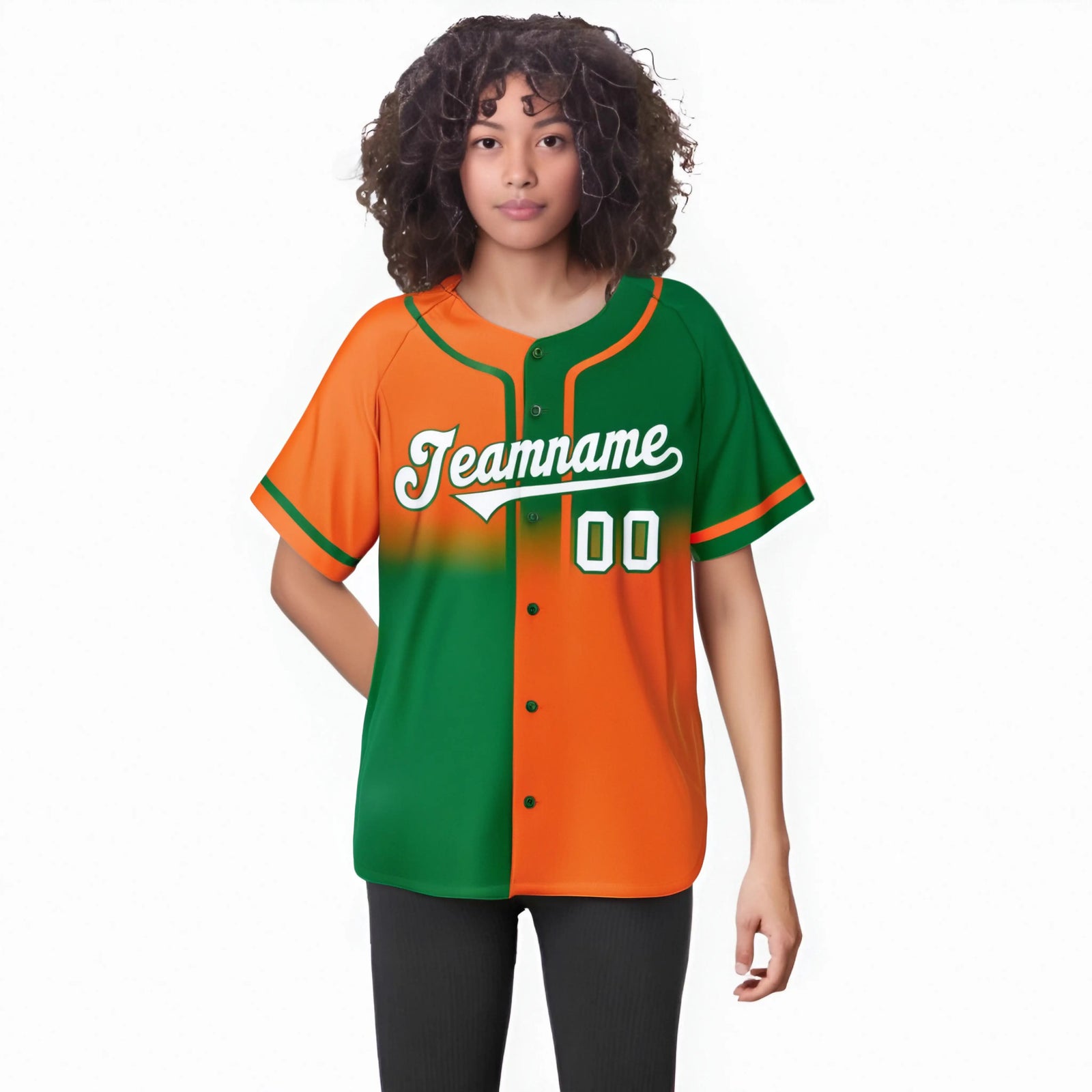 Custom Orange-Green White Authentic Split Fashion Baseball Jersey