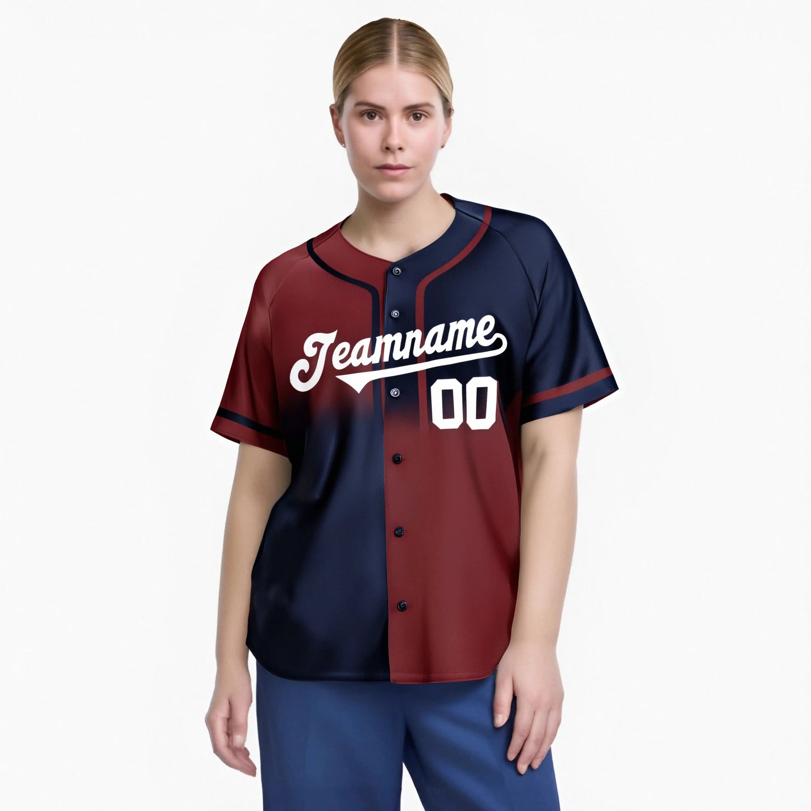 Custom Crimson-Navy White Authentic Split Fashion Baseball Jersey
