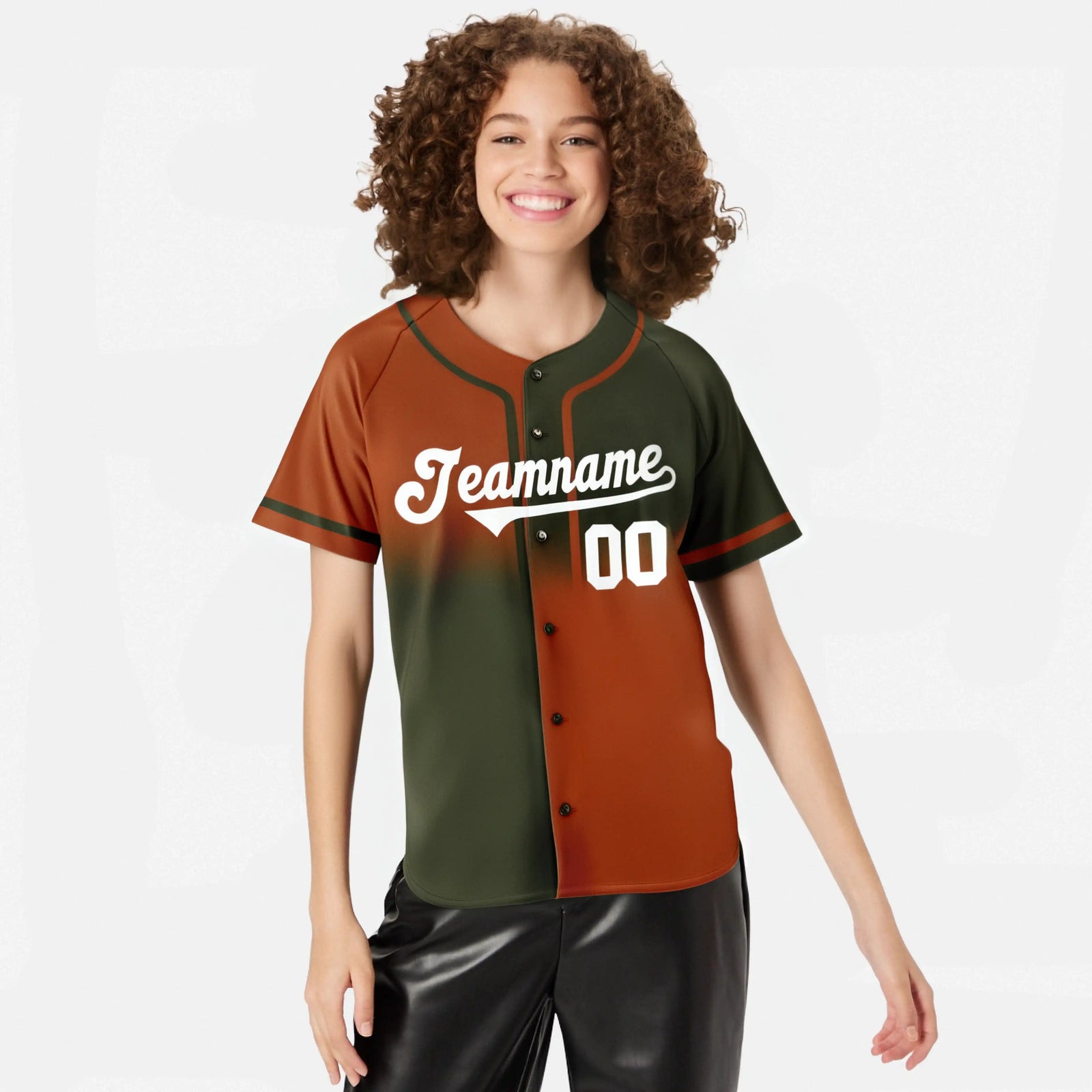 Custom Brown-Texas Orange White Authentic Split Fashion Baseball Jersey