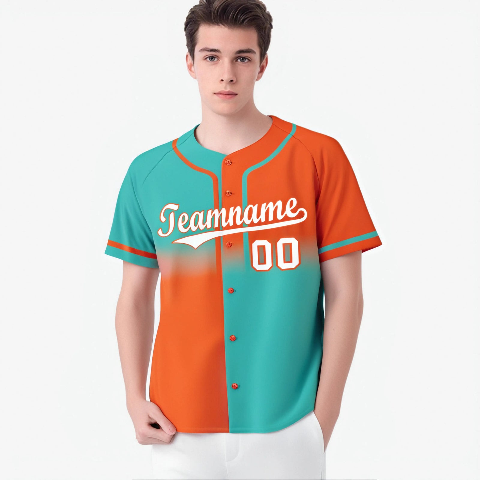 Custom Orange-Bright Green White Authentic Split Fashion Baseball Jersey