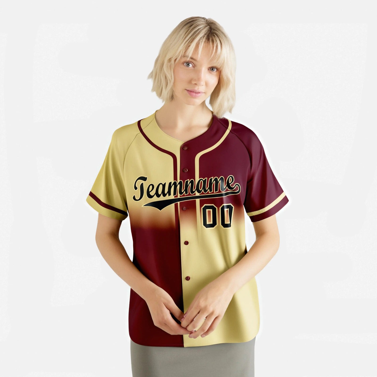 Custom Crimson Khaki Black Authentic Split Fashion Baseball Jersey
