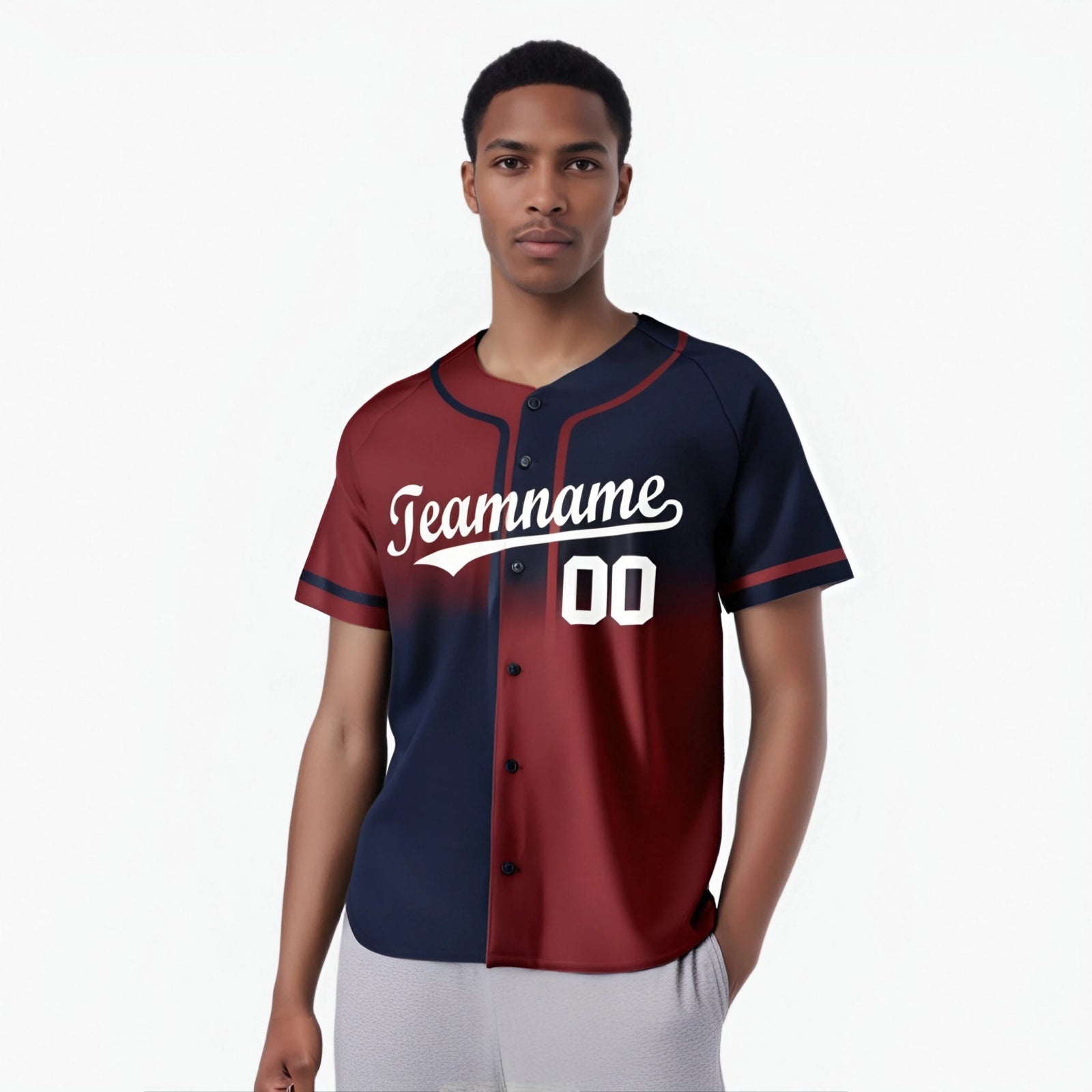 Custom Crimson-Navy White Authentic Split Fashion Baseball Jersey