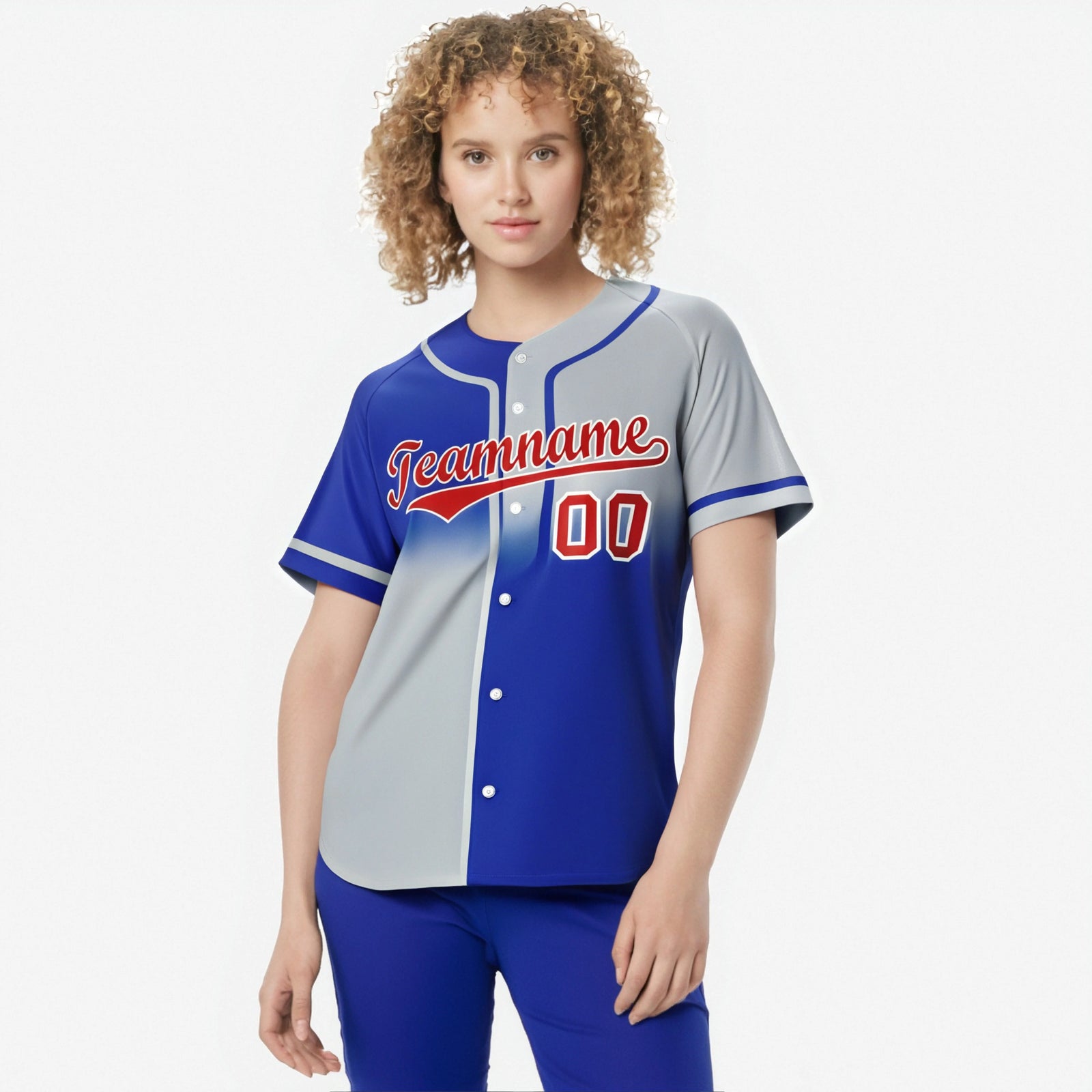 Custom Gray-Royal Blue White Authentic Split Fashion Baseball Jersey