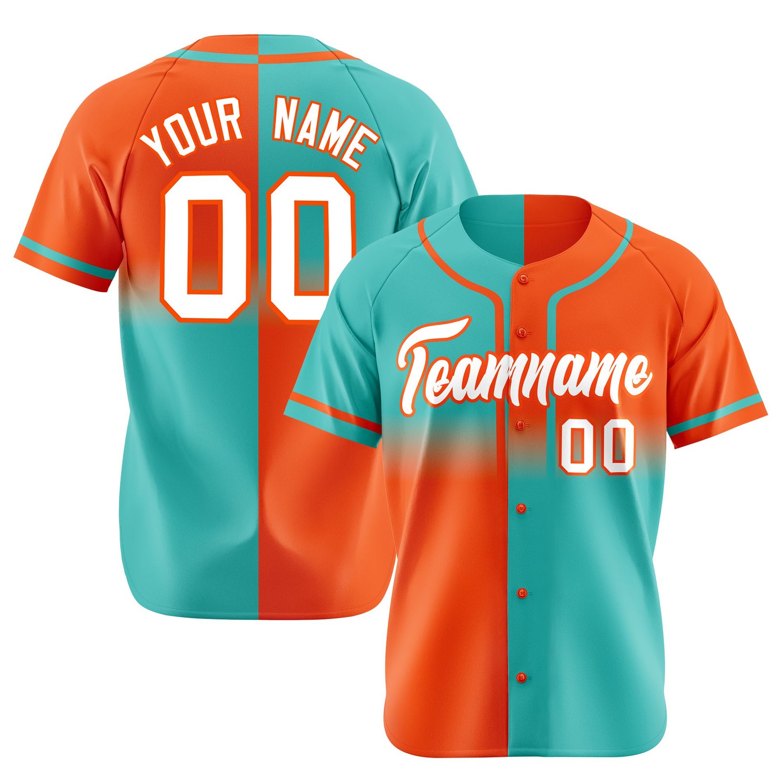 Custom Orange-Bright Green White Authentic Split Fashion Baseball Jersey