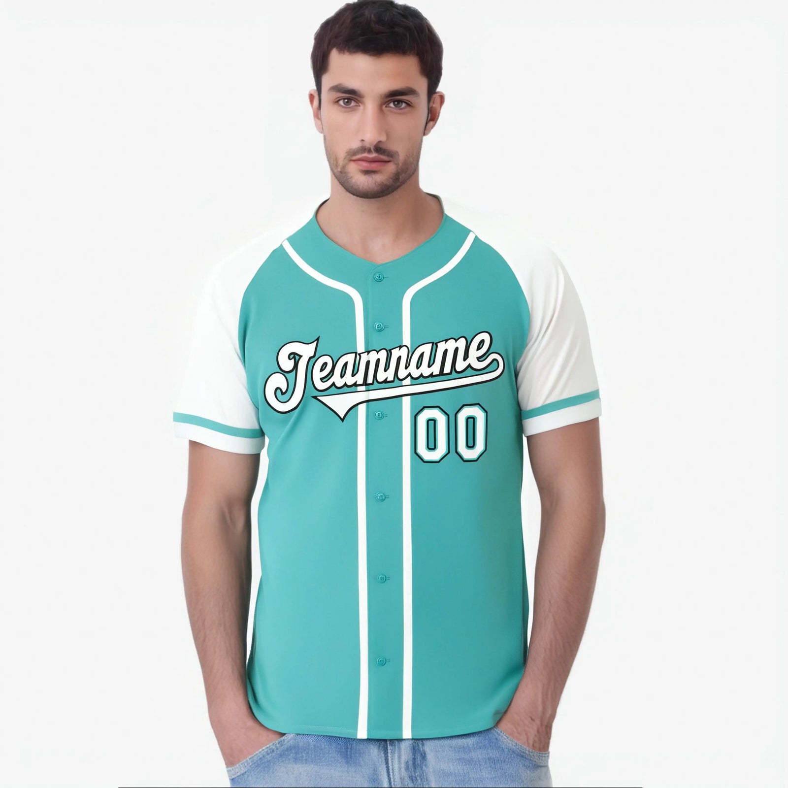 Custom Bright Green White Authentic Raglan Sleeves Baseball Jersey