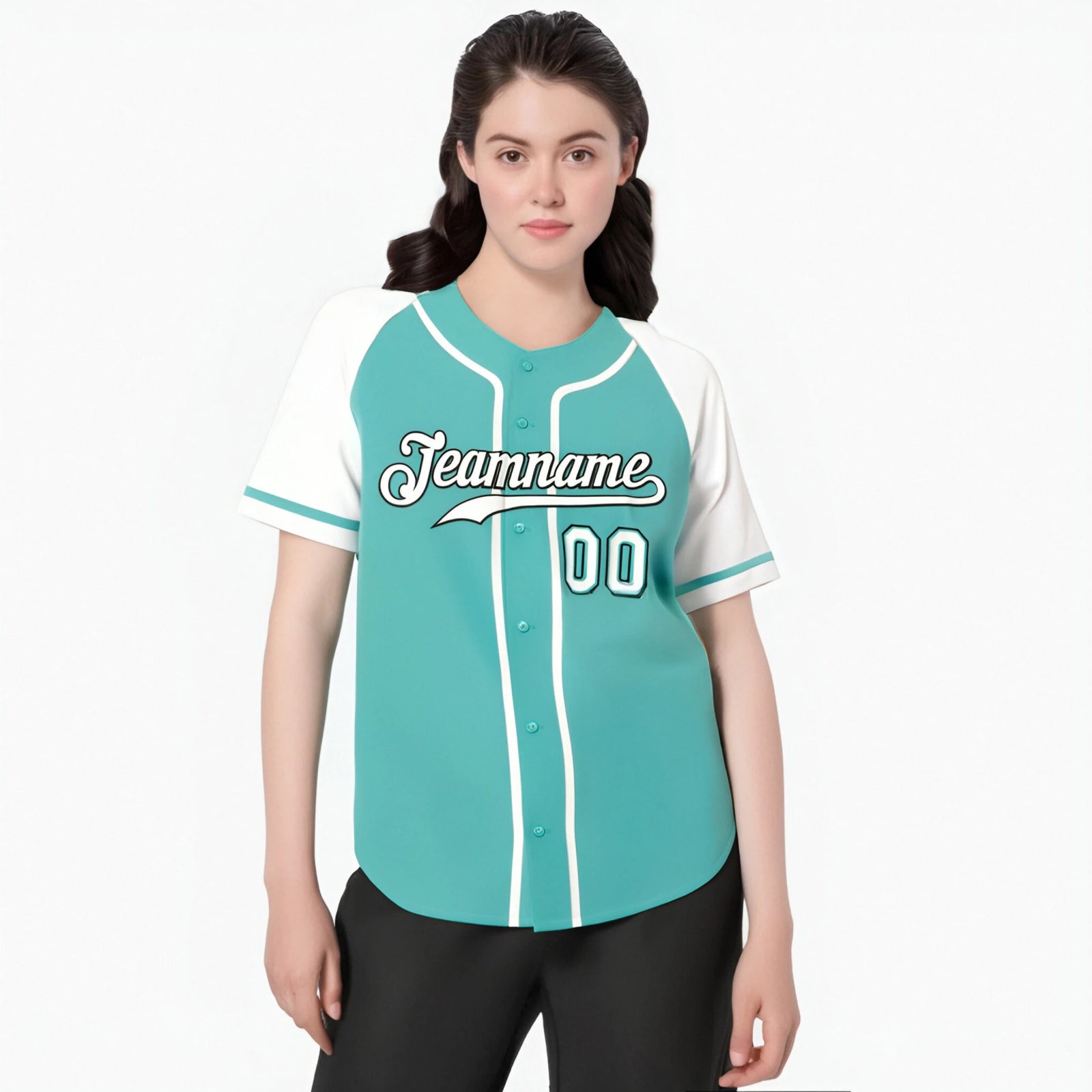 Custom Bright Green White Authentic Raglan Sleeves Baseball Jersey