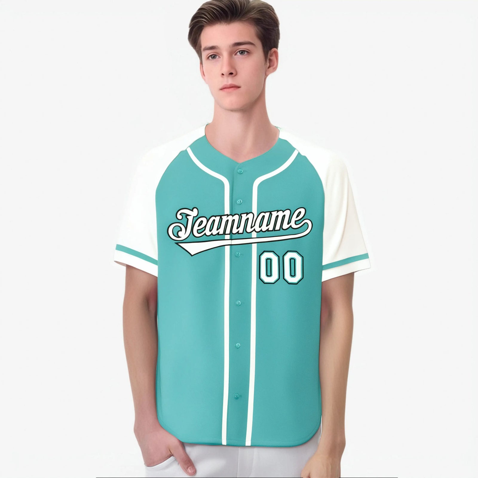 Custom Bright Green White Authentic Raglan Sleeves Baseball Jersey
