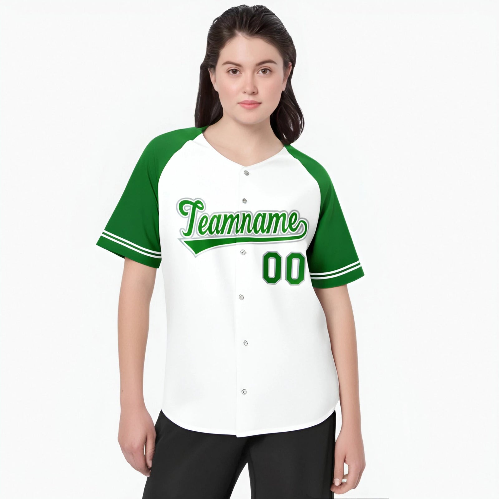 Custom White Kelly Green Authentic Raglan Sleeves Baseball Jersey