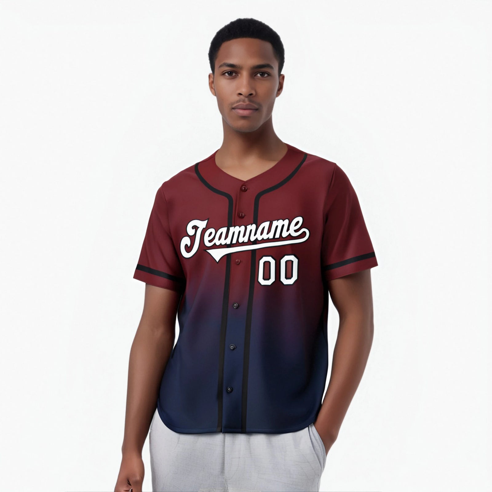 Custom Cardinal Navy-White Authentic Fade Fashion Baseball Jersey